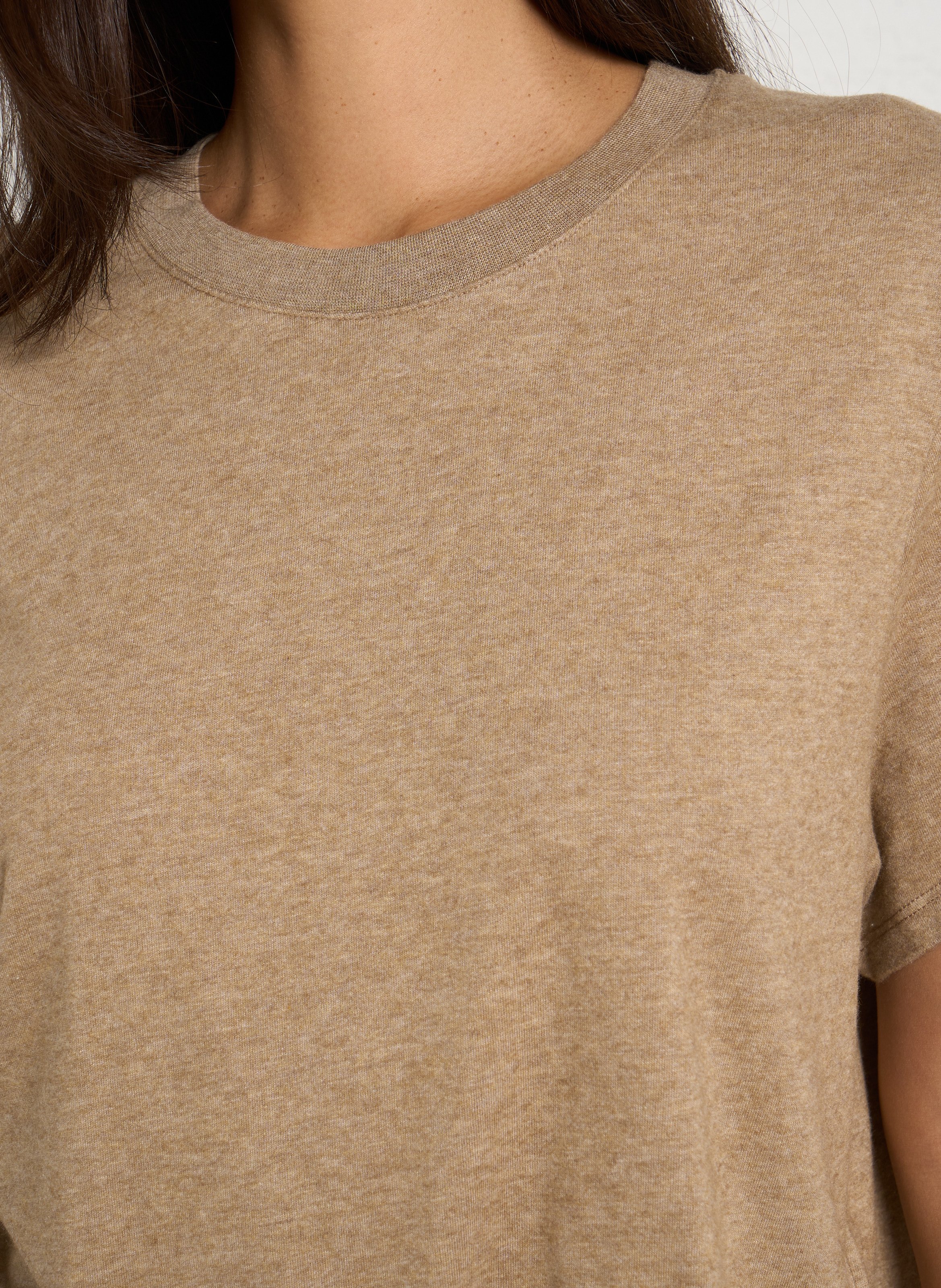 T-shirt met ronde hals | katoenblend met chiné-effect AMERICAN VINTAGE Bruin