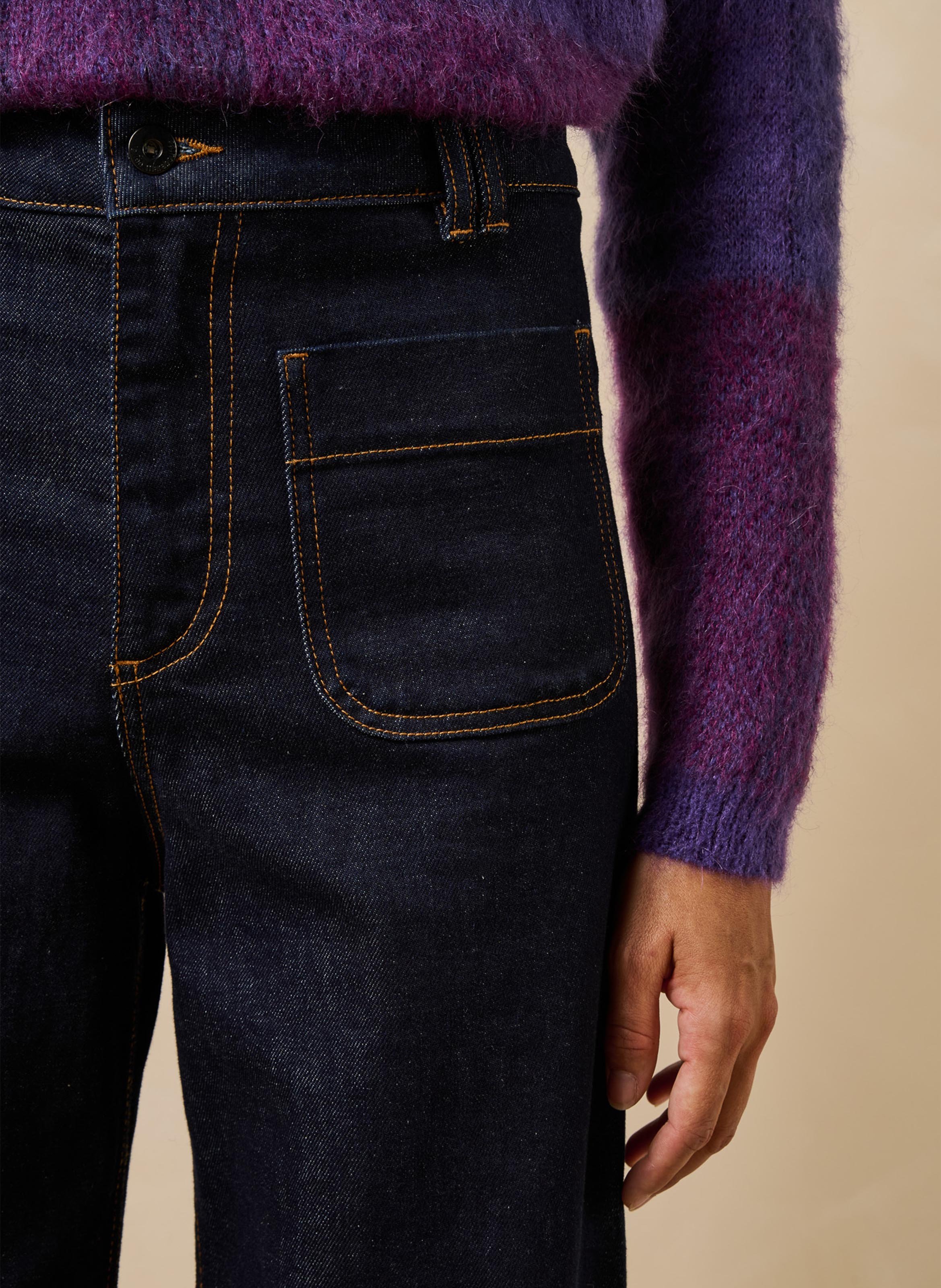 Raw wide-leg jeans with cuffs LA FEE MARABOUTEE Blue