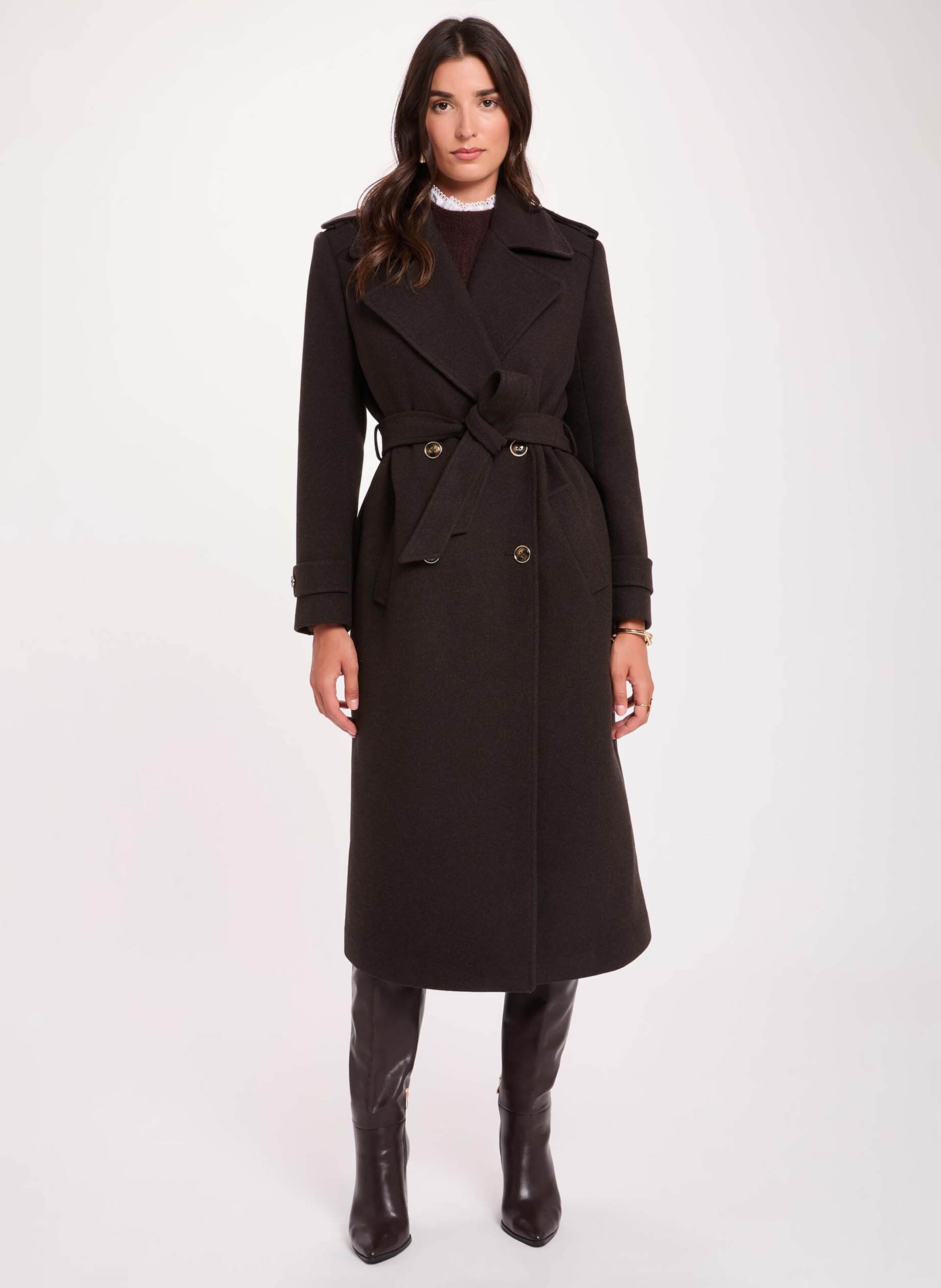 Manteau long ceinturé  MORGAN Marron