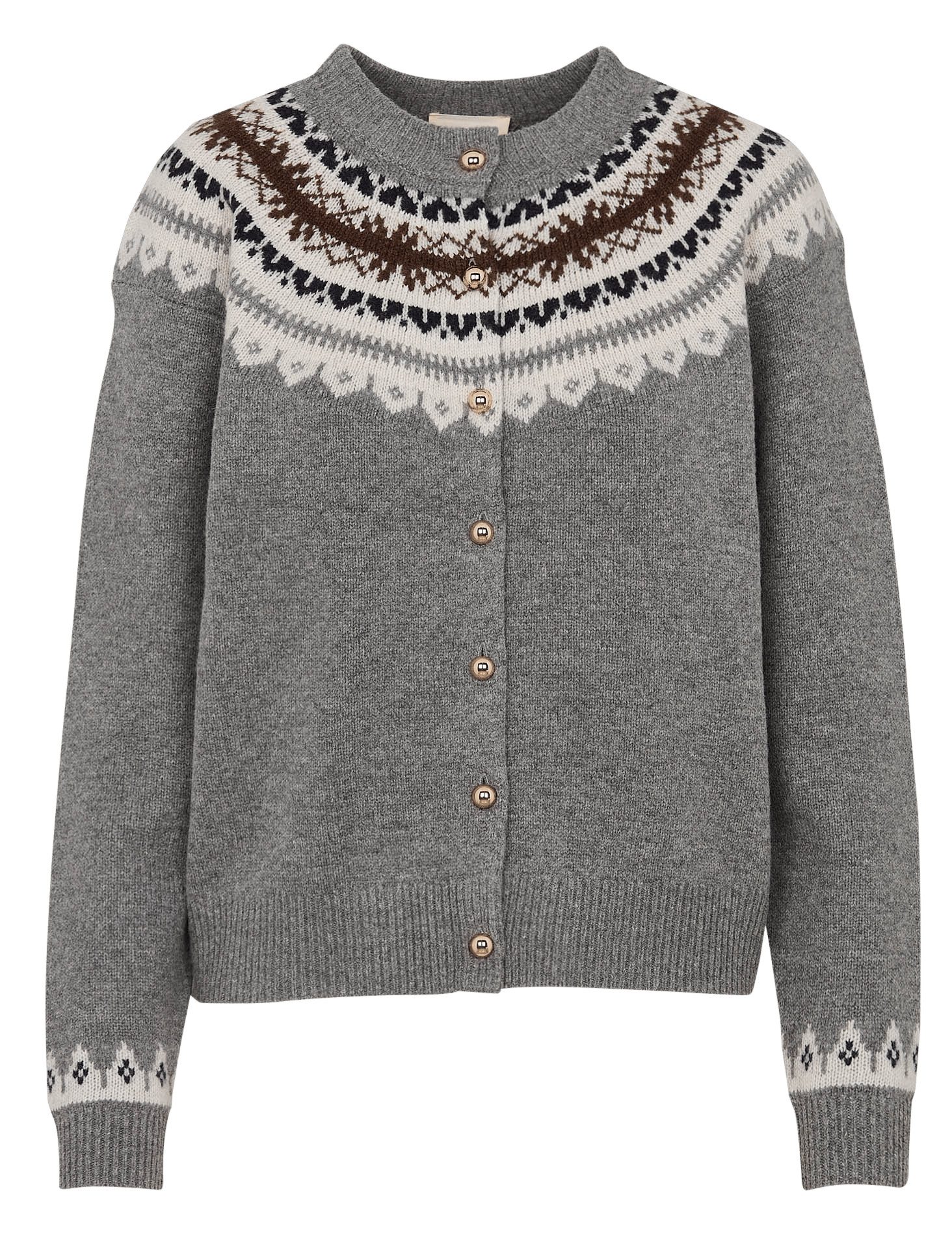 Gilet droit col rond jacquard en laine mérinos PETITE MENDIGOTE