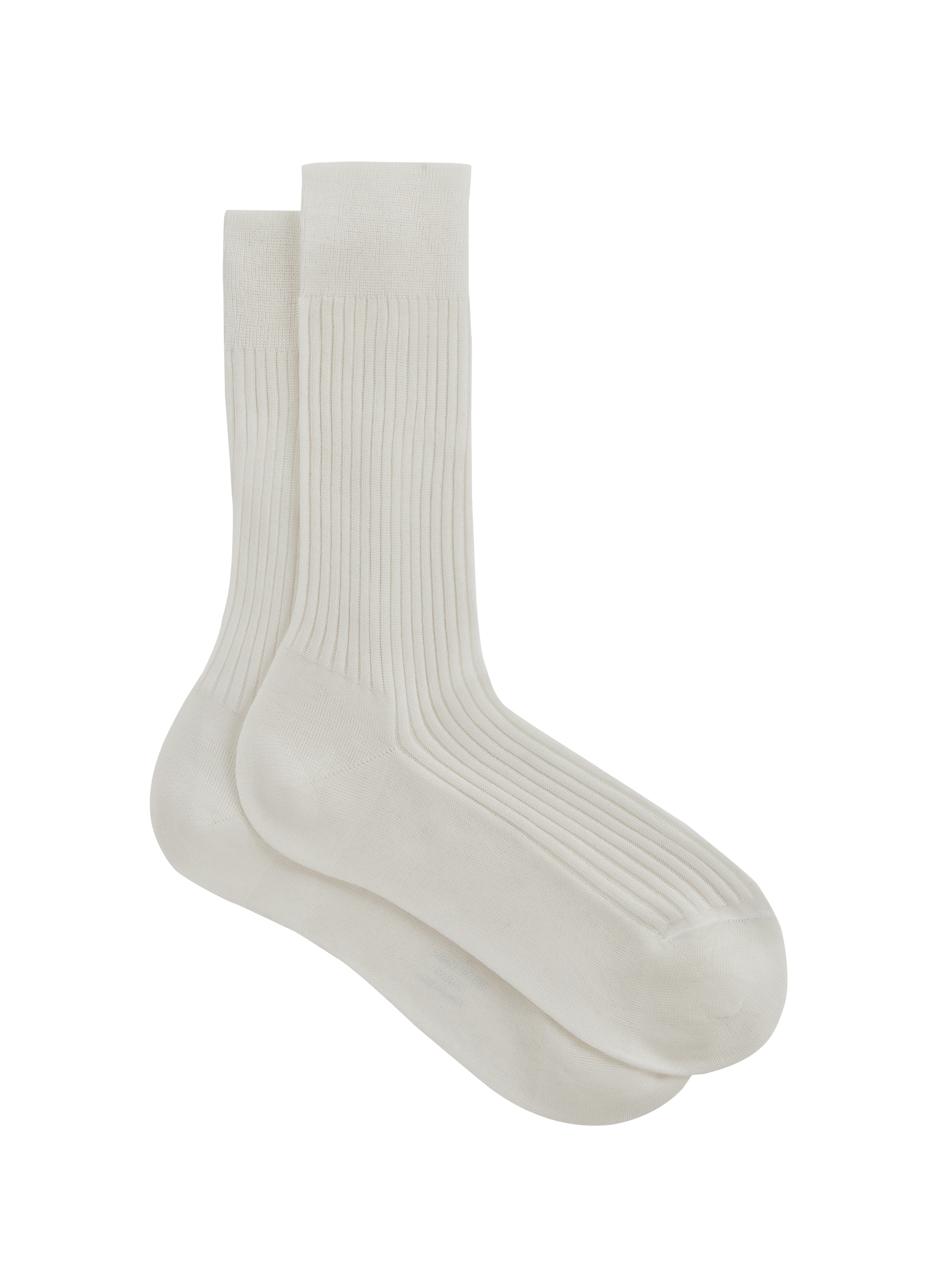 Roma-Ch cotton socks in plain ecru AU PRINTEMPS PARIS