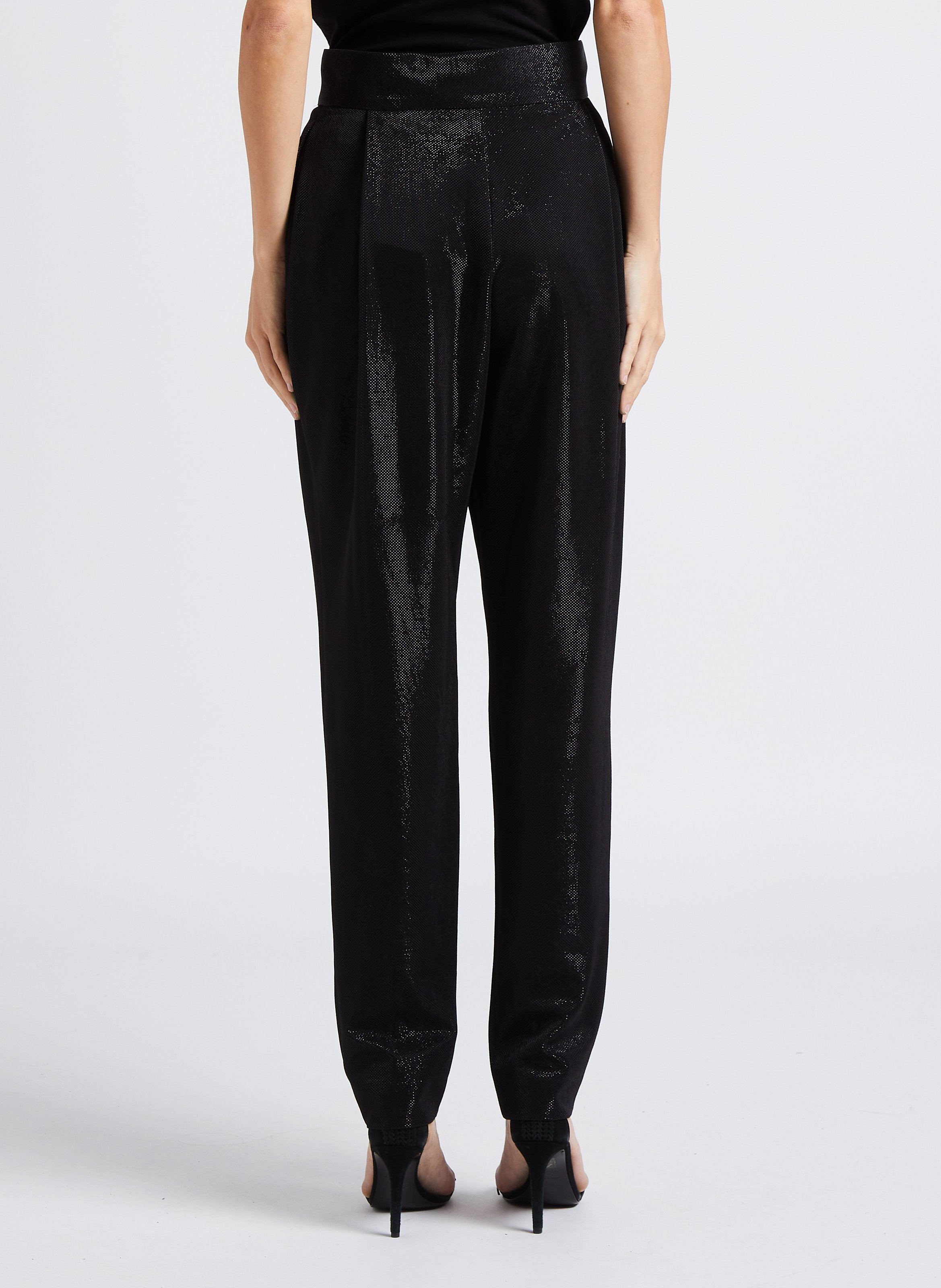 Pantalon brillant noir hot sale