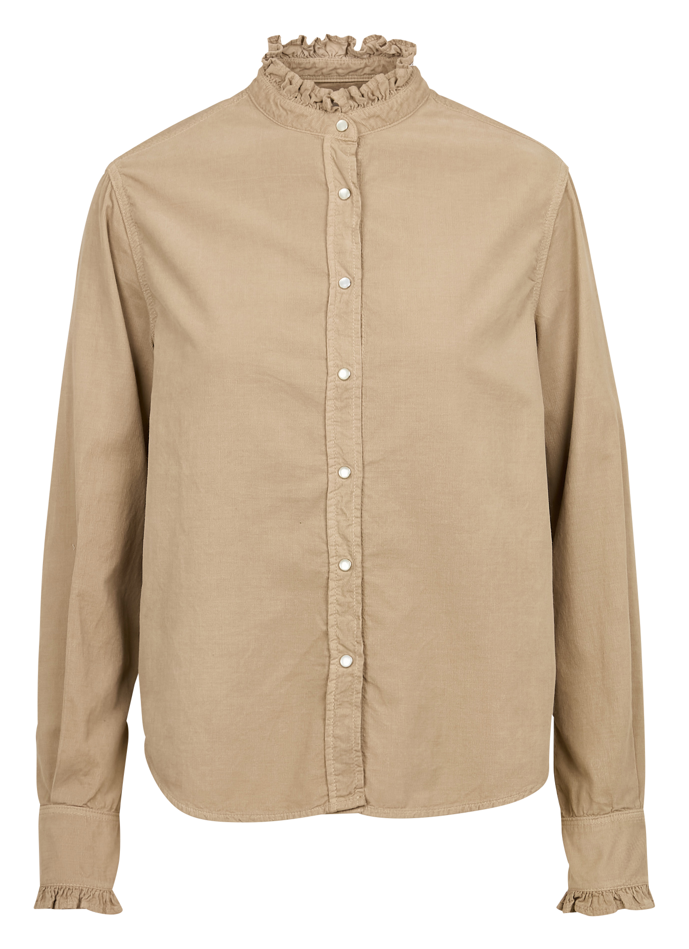 Blouse van katoenen corduroy met Victoriaanse kraag ACQUAVERDE
