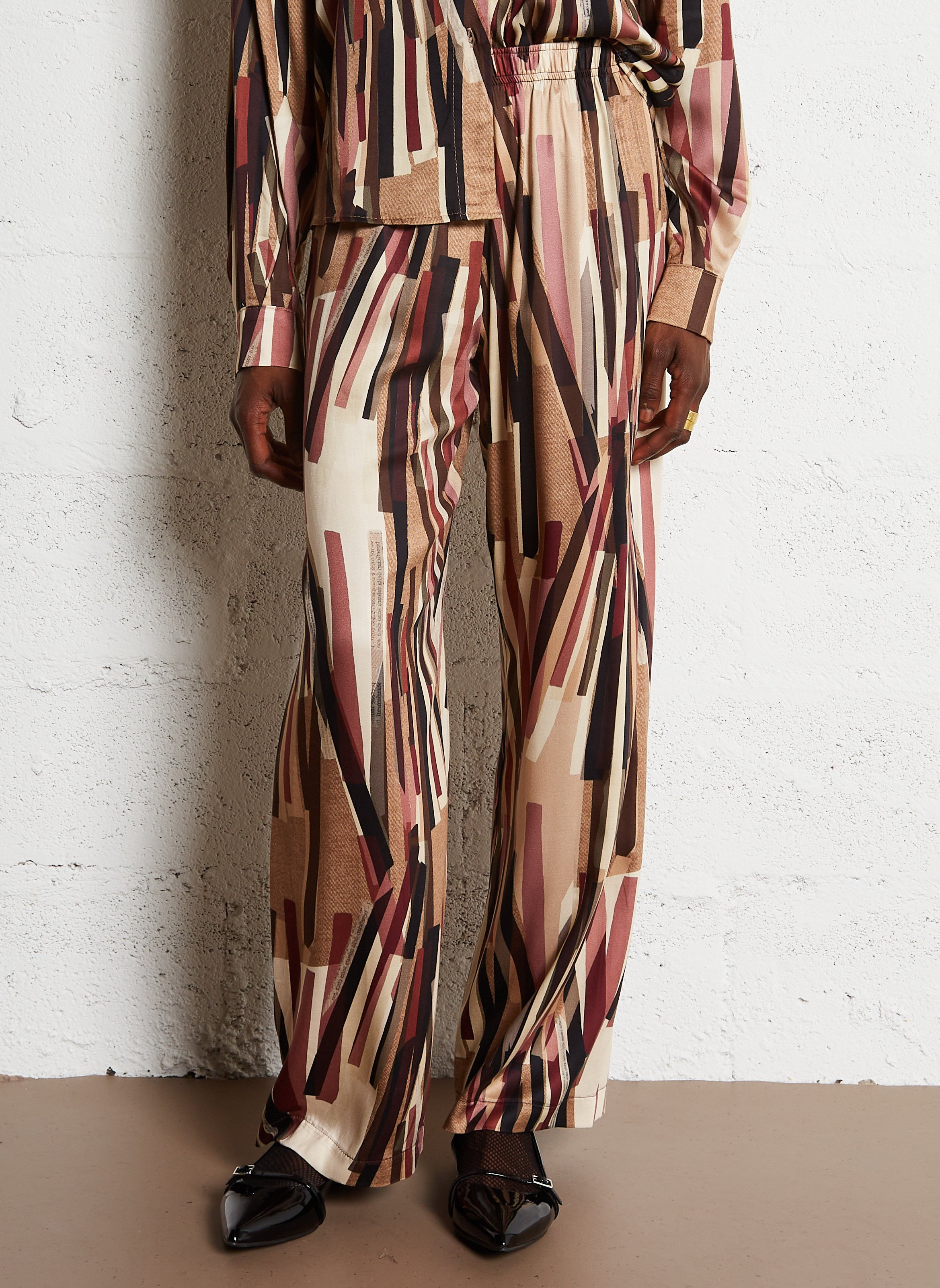 Pantalon large fluide imprimé IMPERIAL Beige