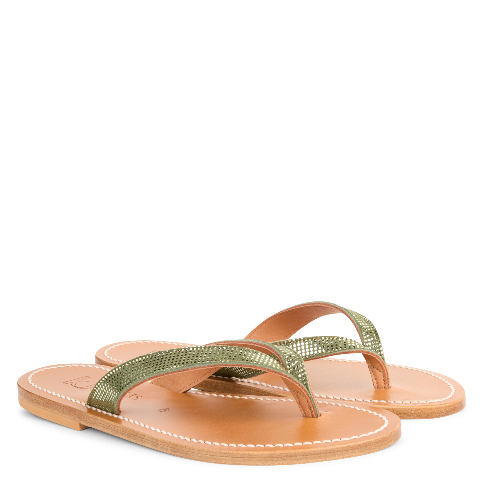 Sandales plates en cuir  K JACQUES Vert