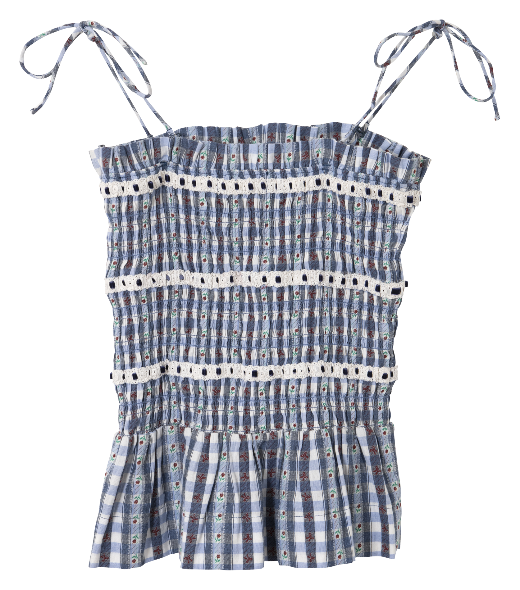 Square Neck Striped Organic Cotton Top DAMSON MADDER Blue