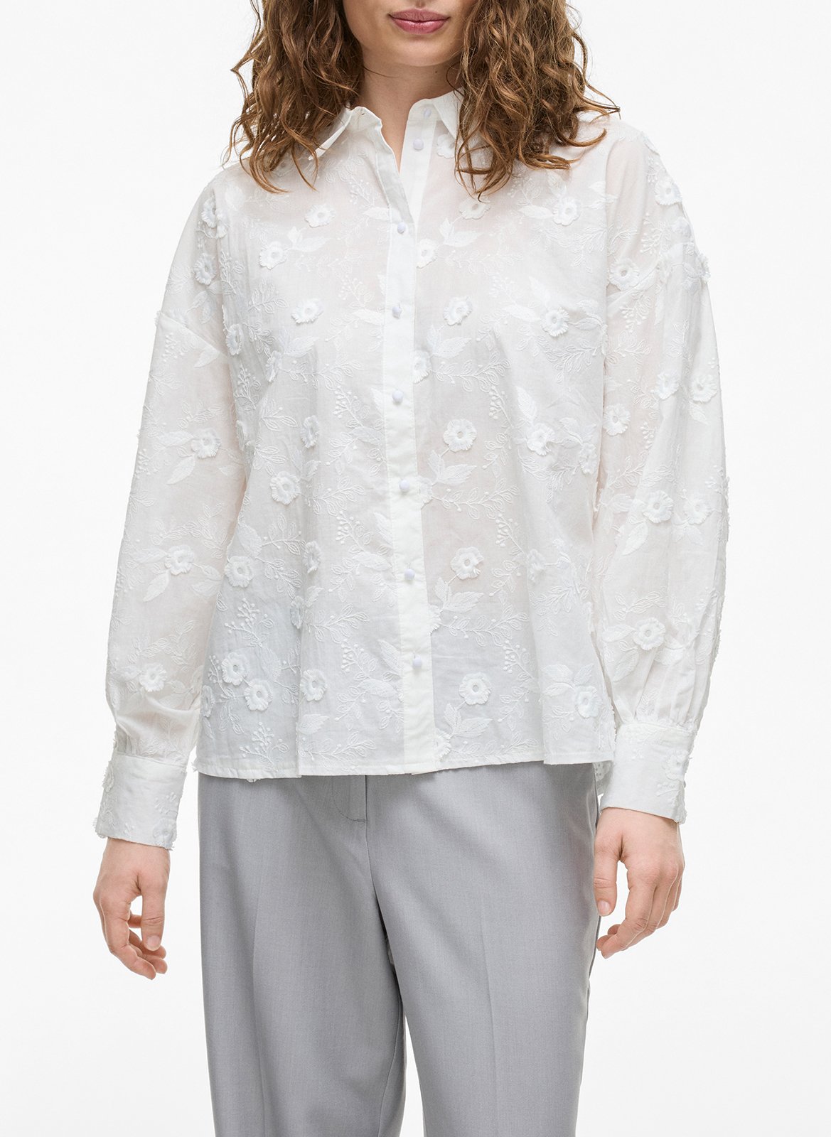 Chemise droite brodée VILA Blanc