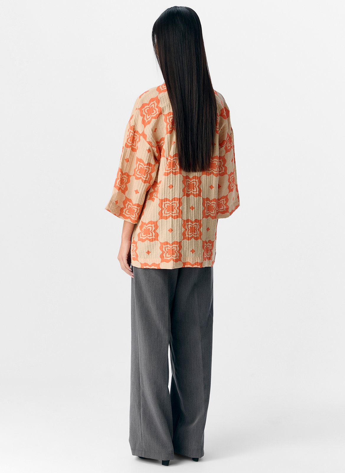 Oversized printed shirt OBJECT Beige