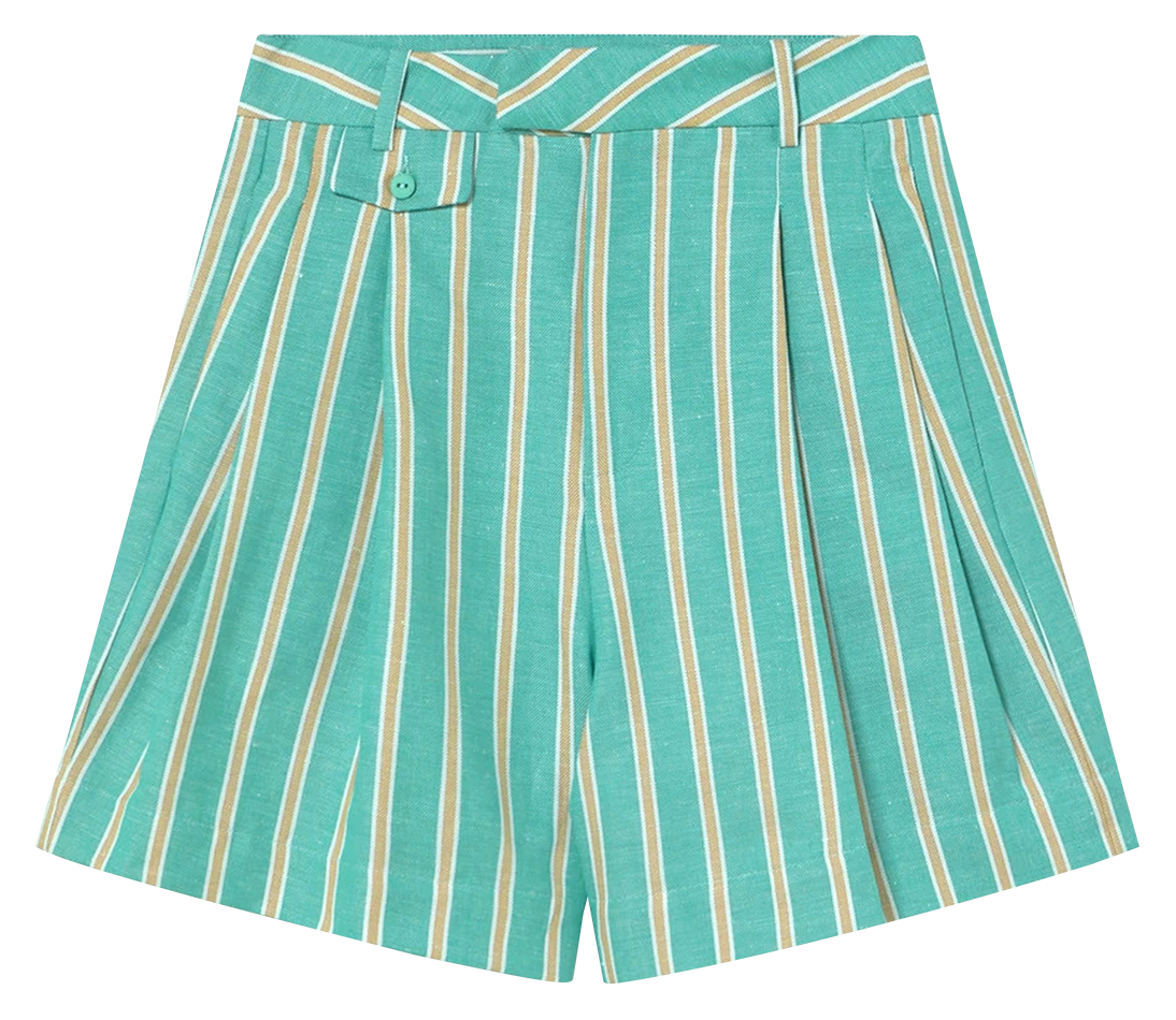Straight cotton-blend shorts Green