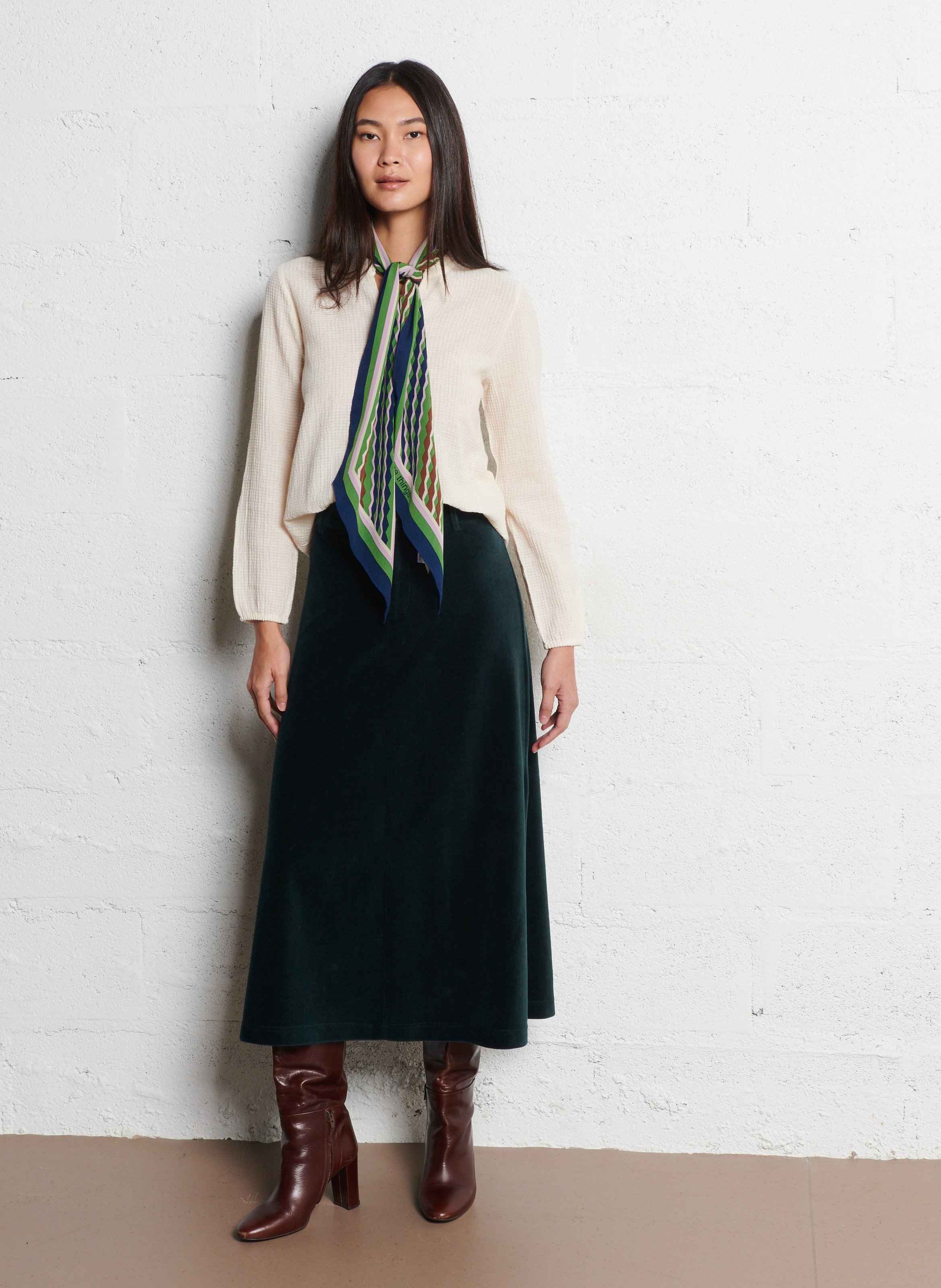 Jupe évasée en velours côtelé NICE THINGS Vert