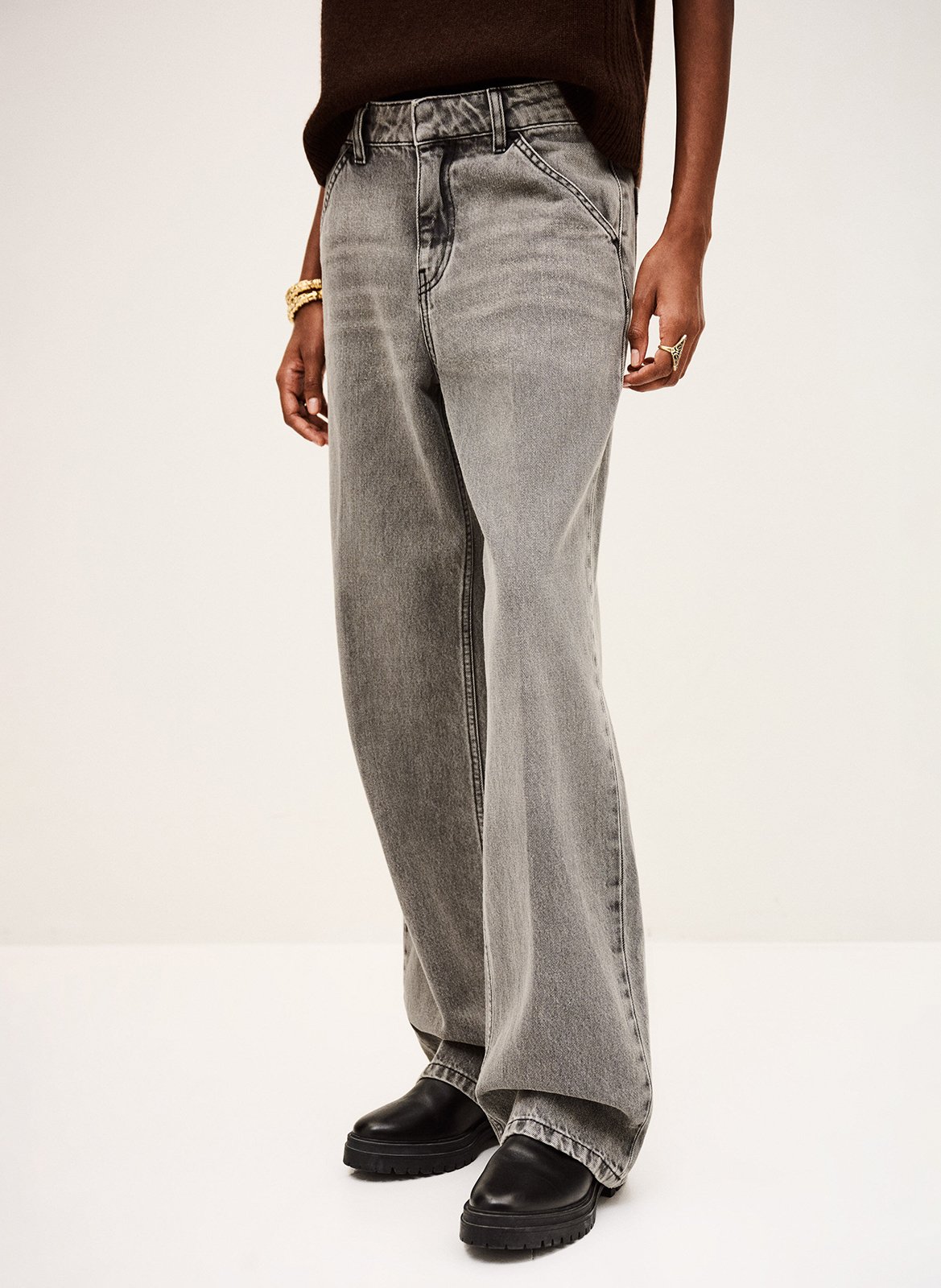 Wijde jeans met wassing BA&SH Grijs