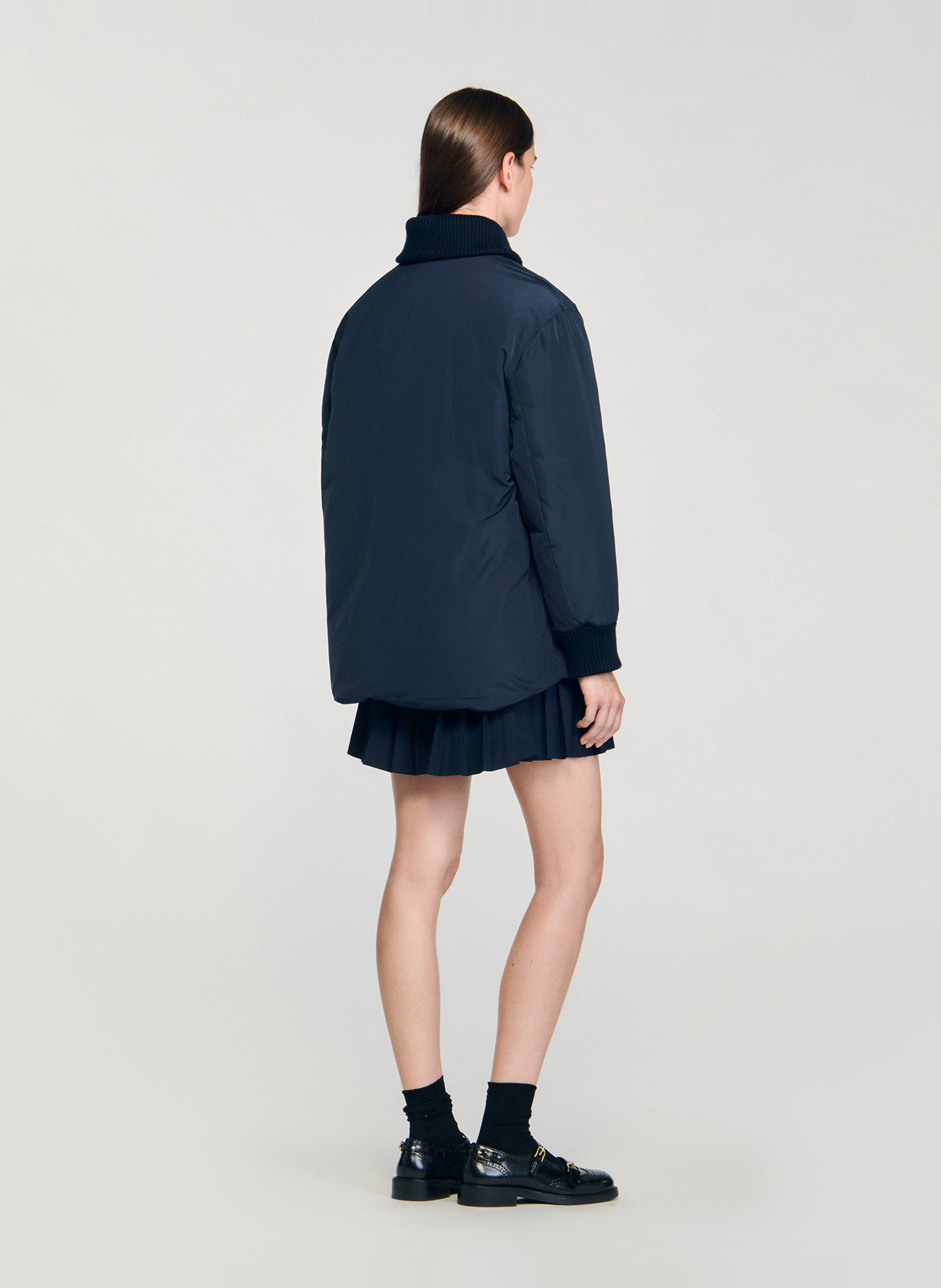 Veste droite col teddy  SANDRO Bleu