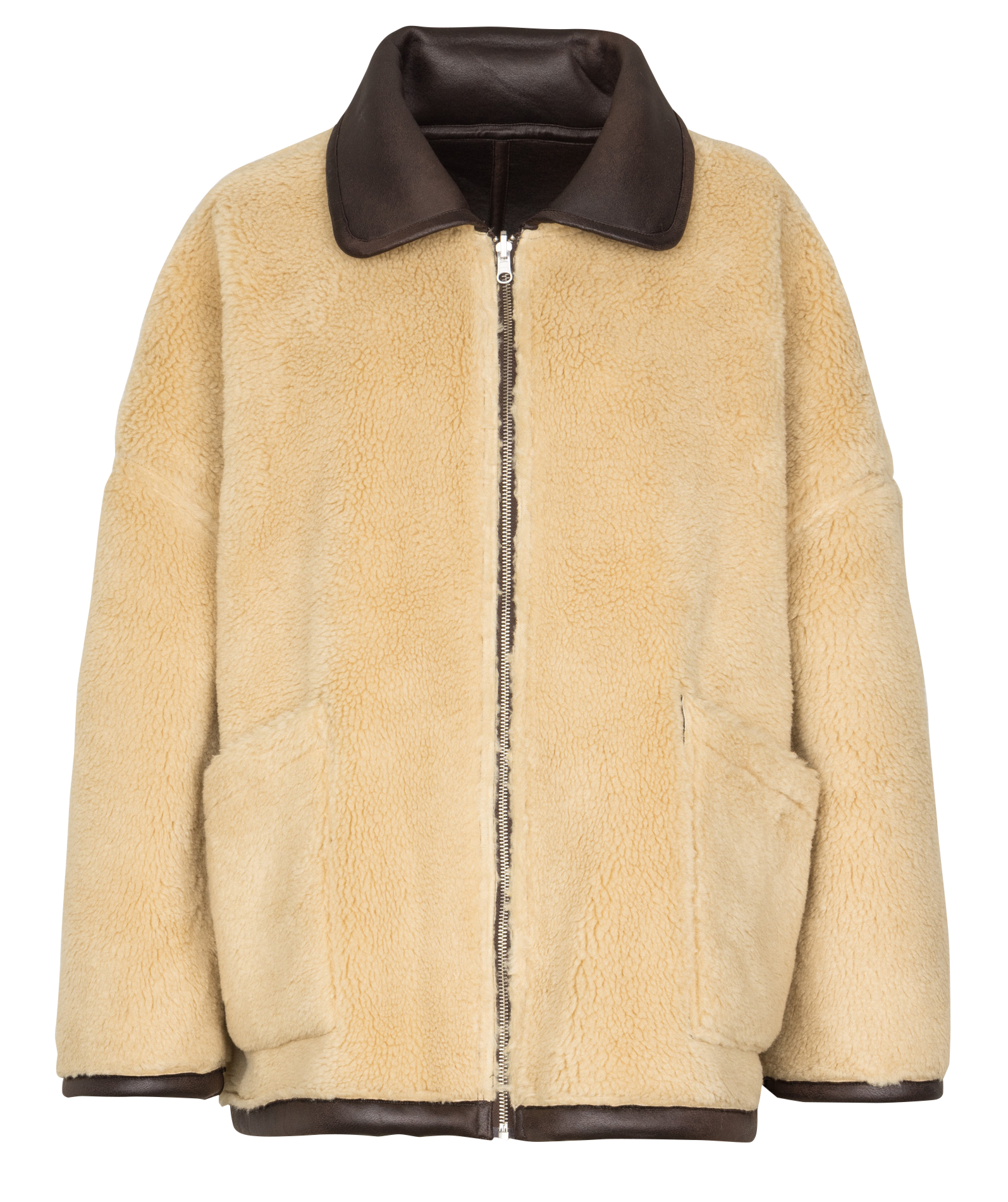 Gebreide jas met ritssluiting en teddy voering BELLEROSE Bruin