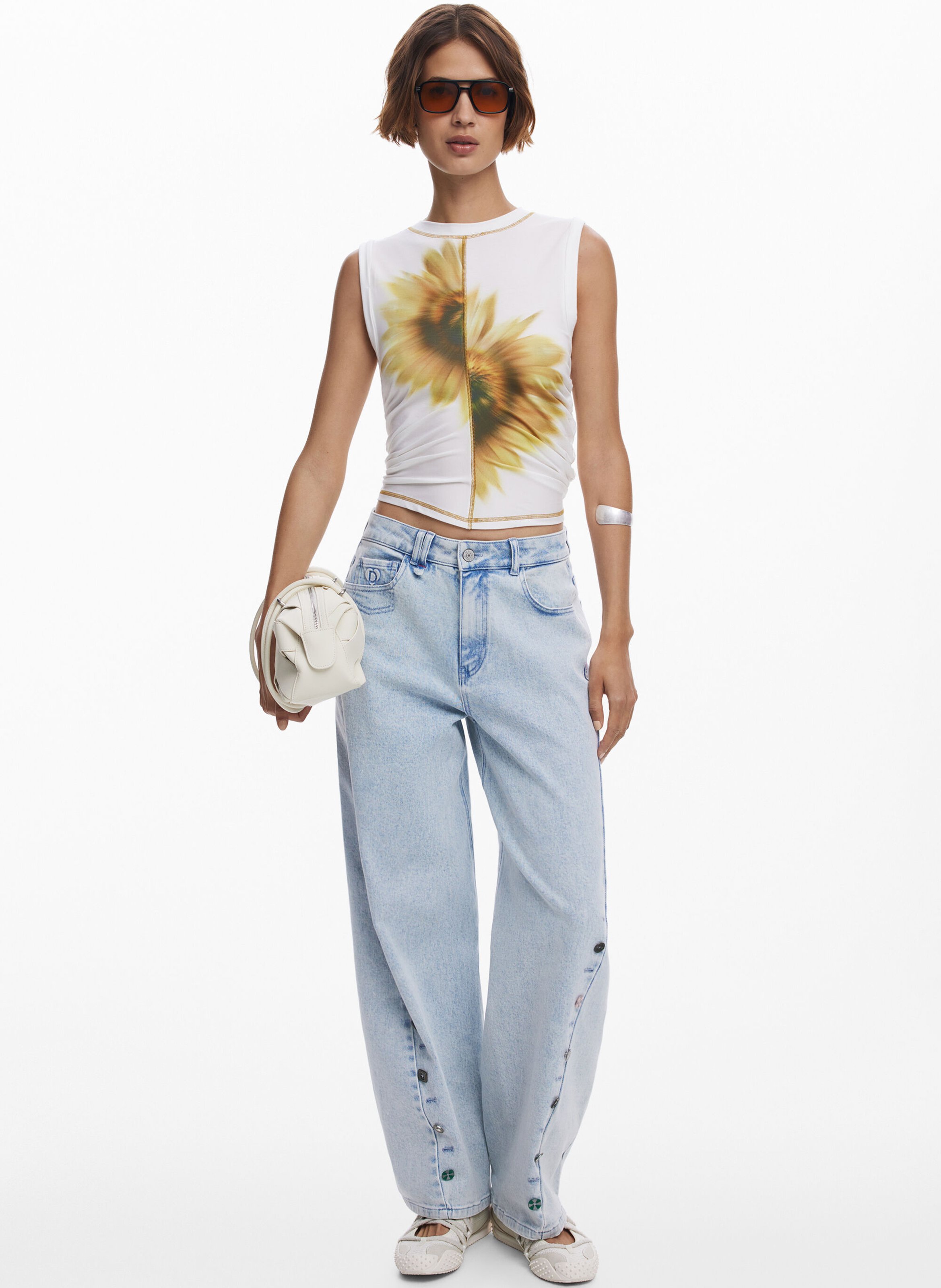 Top sans manches imprimé DESIGUAL Blanc