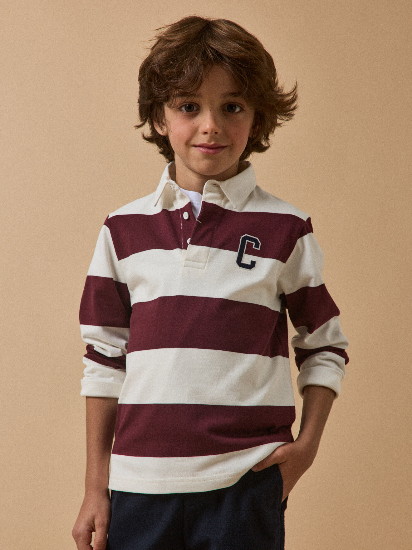 Striped organic cotton rugby shirt CYRILLUS Blue