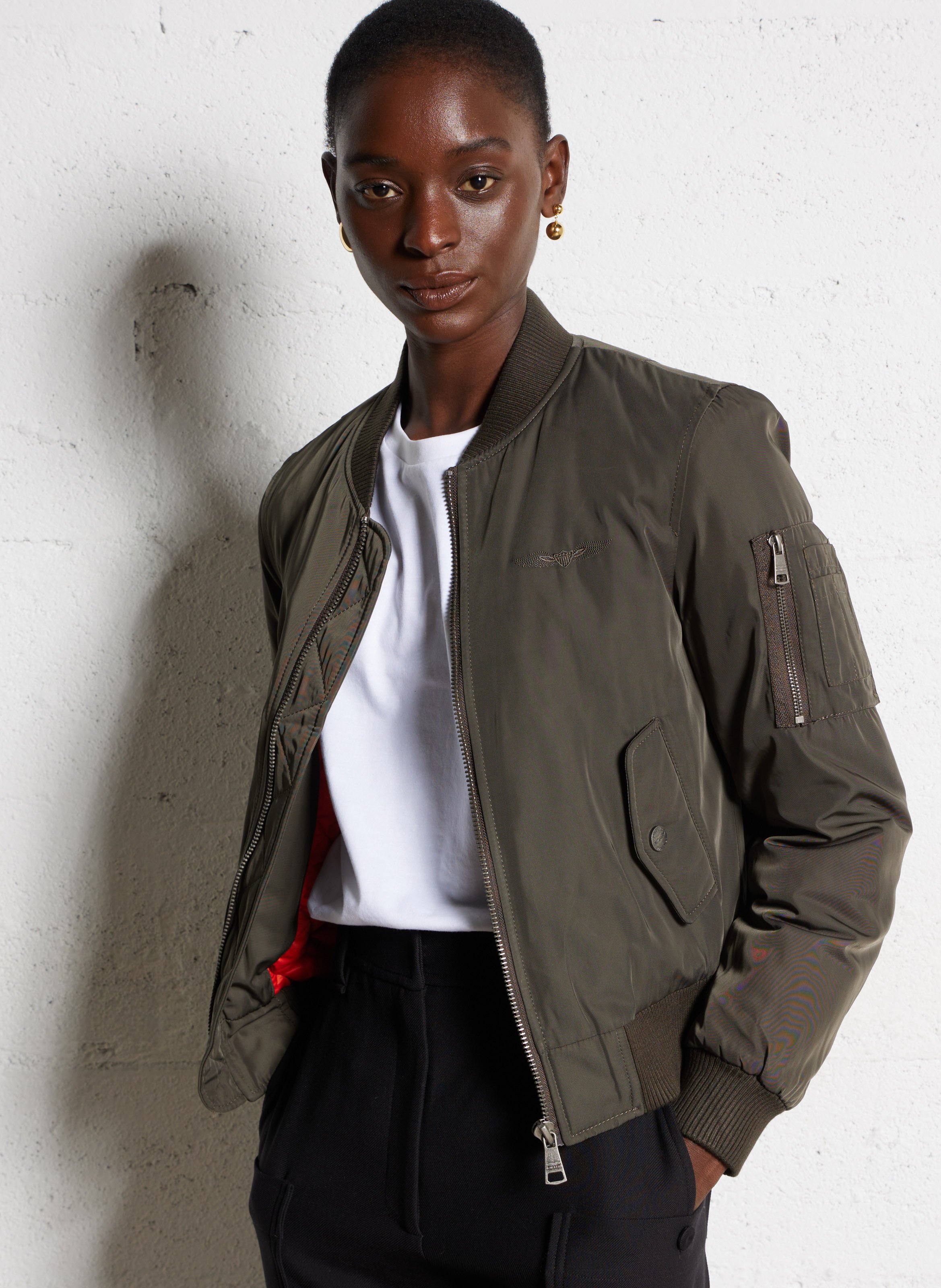 Bomber col teddy cintré BOMBERS ORIGINAL Kaki