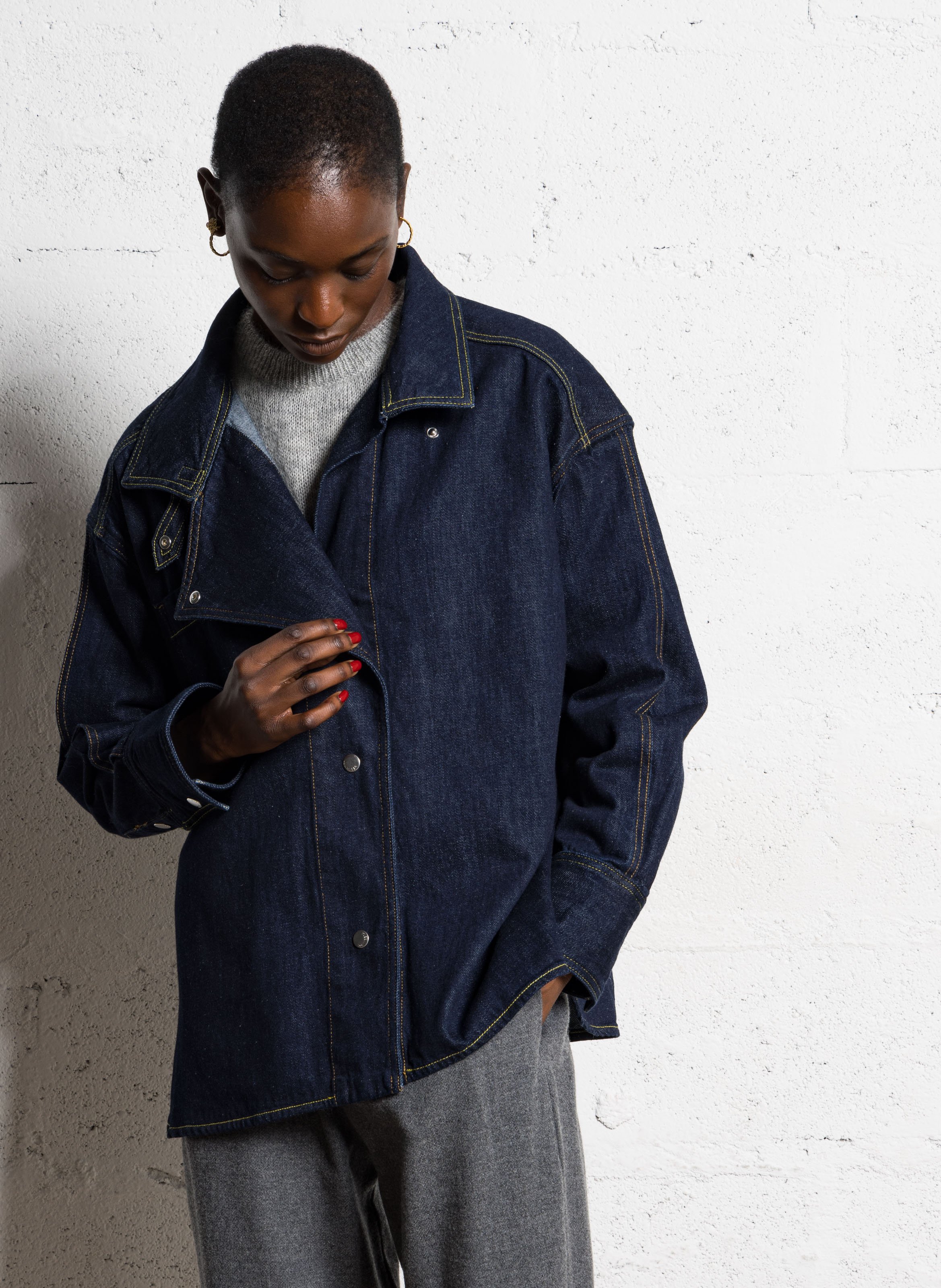 Veste en jean oversize en coton MARGAUX LONNBERG Bleu