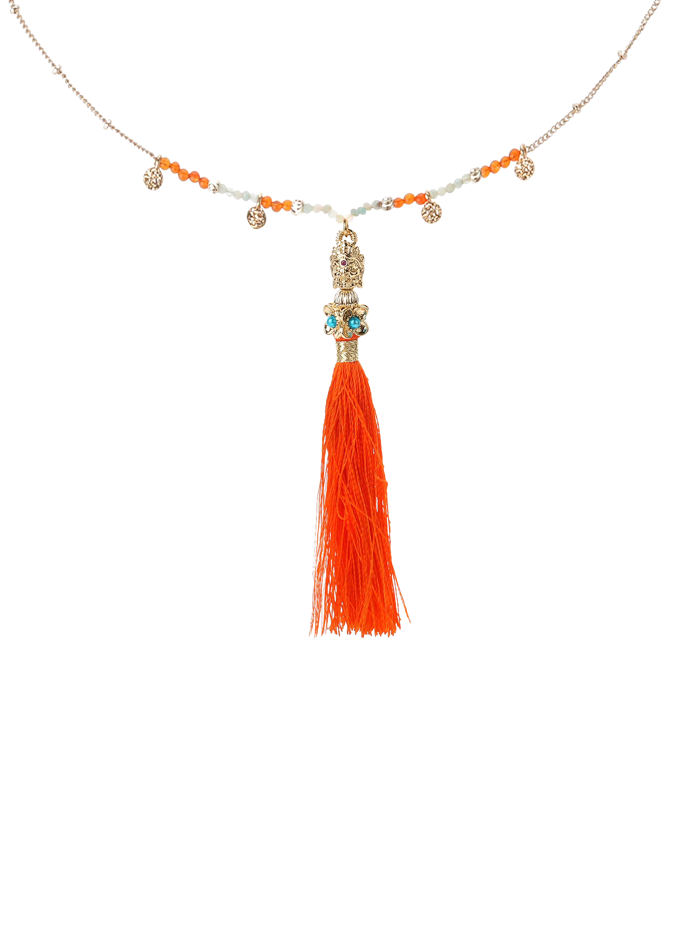 Chain necklace with beads and tassel HIPANEMA Pink