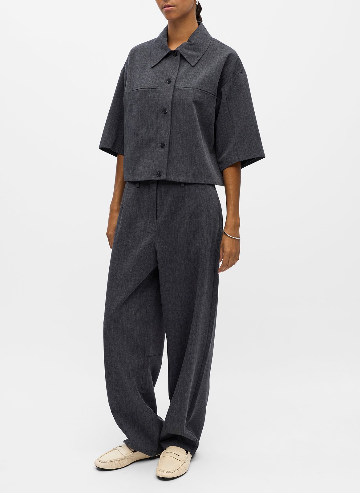 Wijde broek OBJECT Grijs