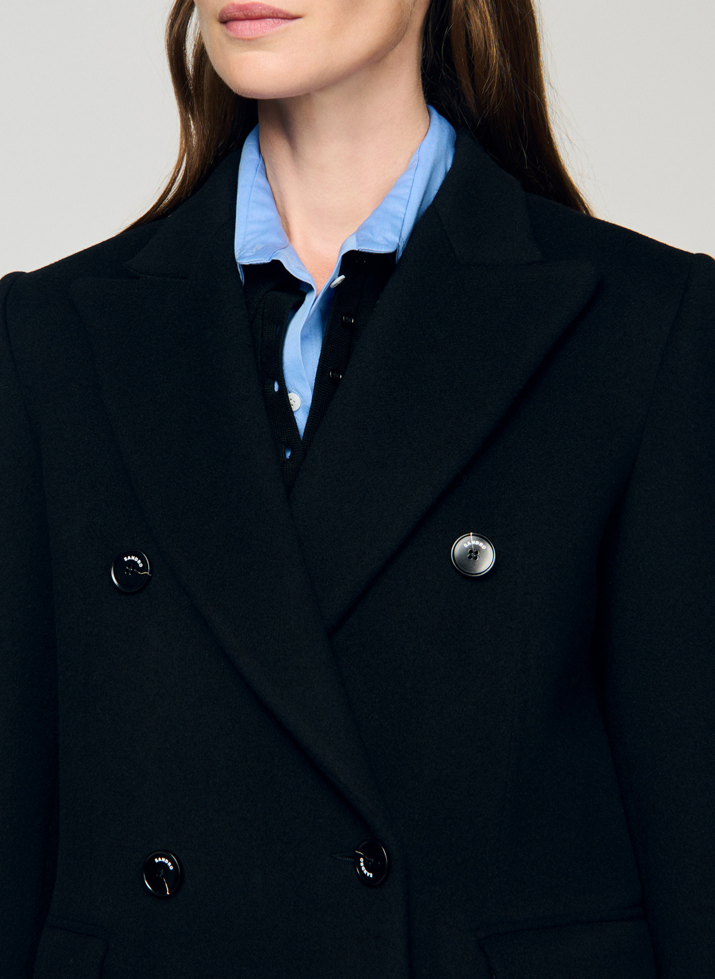 Jas van alpacawol SANDRO Zwart