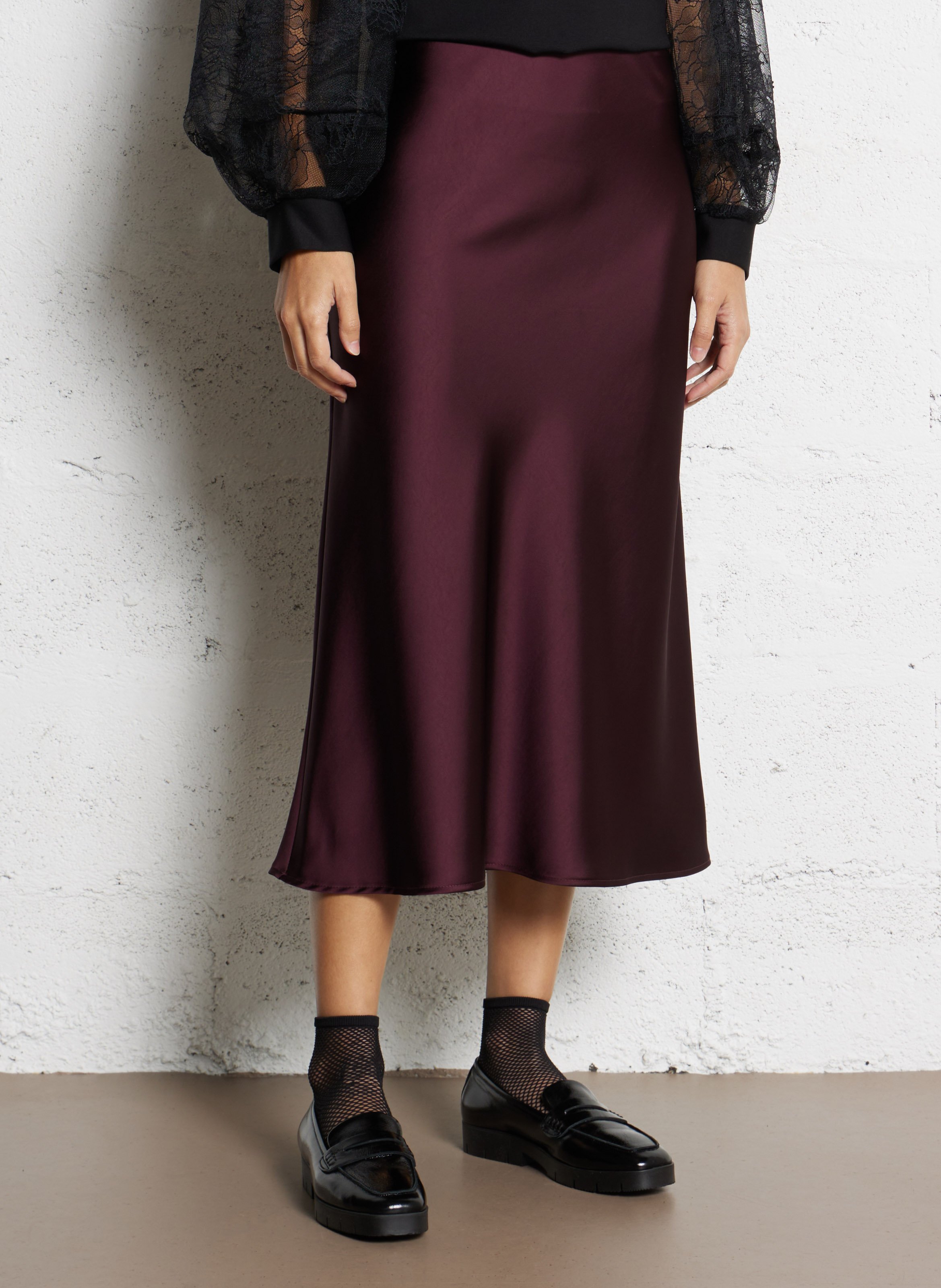 Jupe évasée unie en satin  IMPERIAL Violet