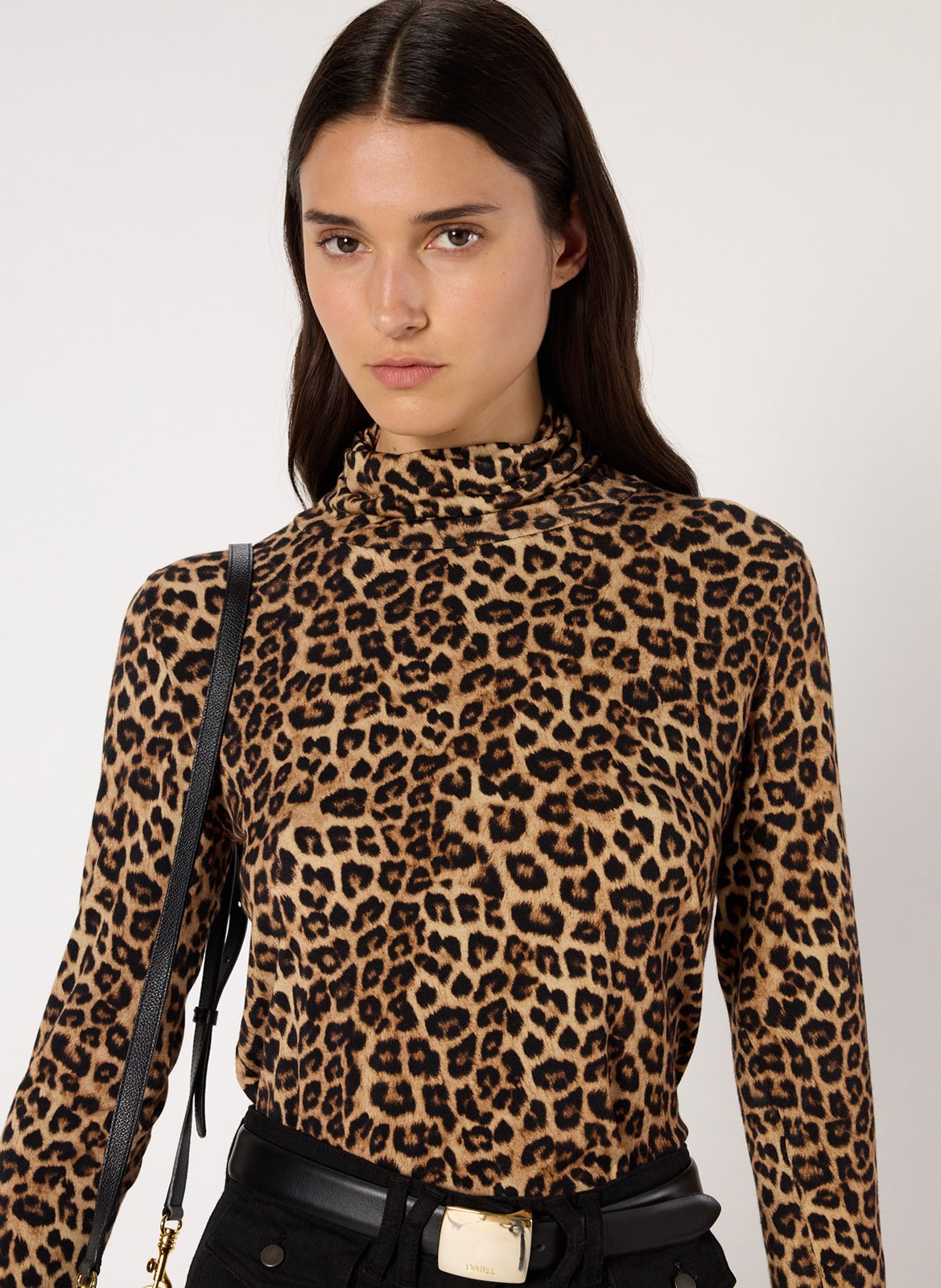 Leopard turtleneck sweater GERARD DAREL Brown