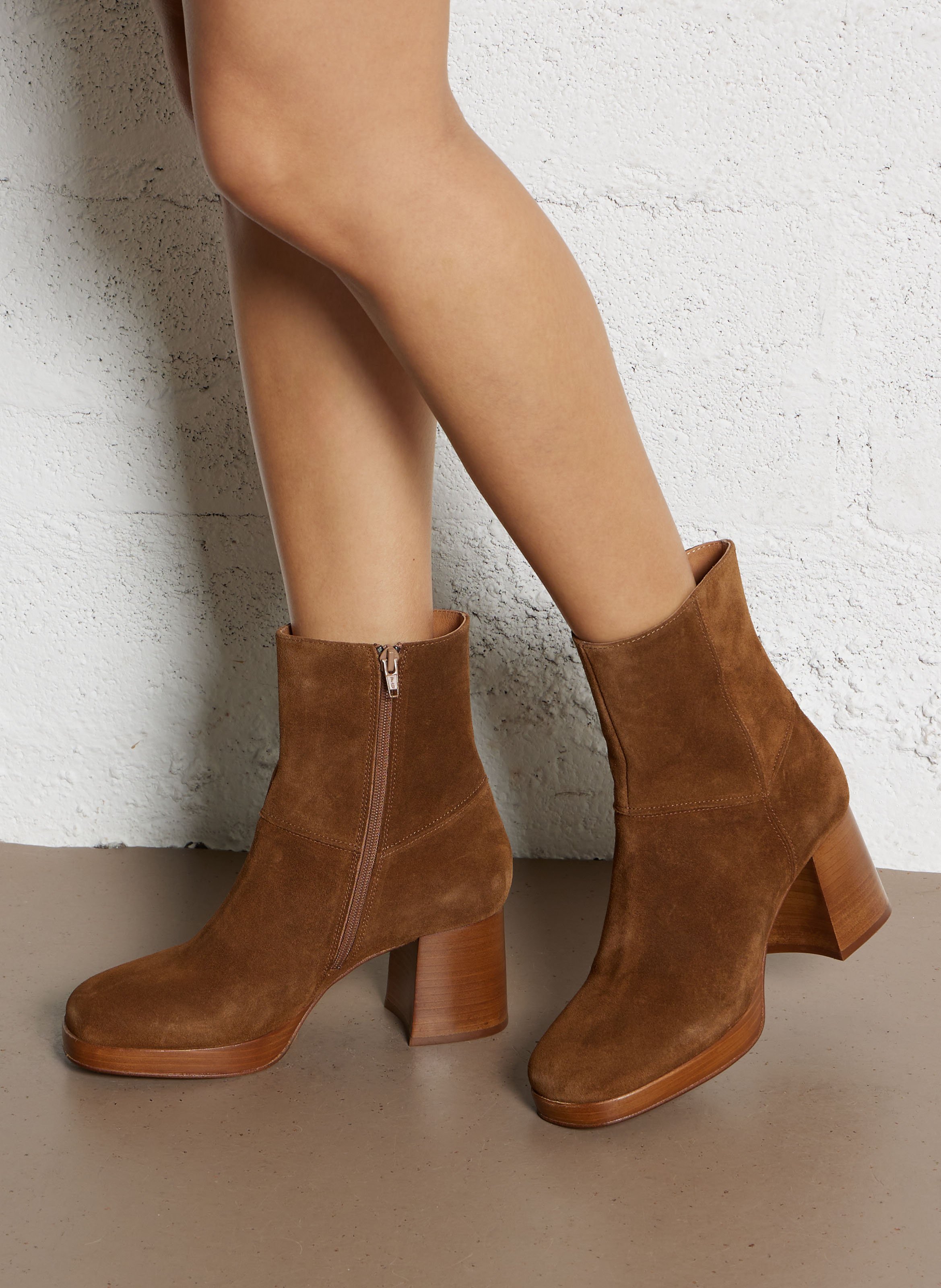 Enkellaarzen van veloursleer MELLOW YELLOW Bruin