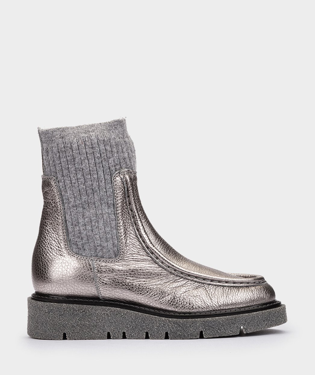 Silver metallic leather ankle boots PEDRO MIRALLES Grey