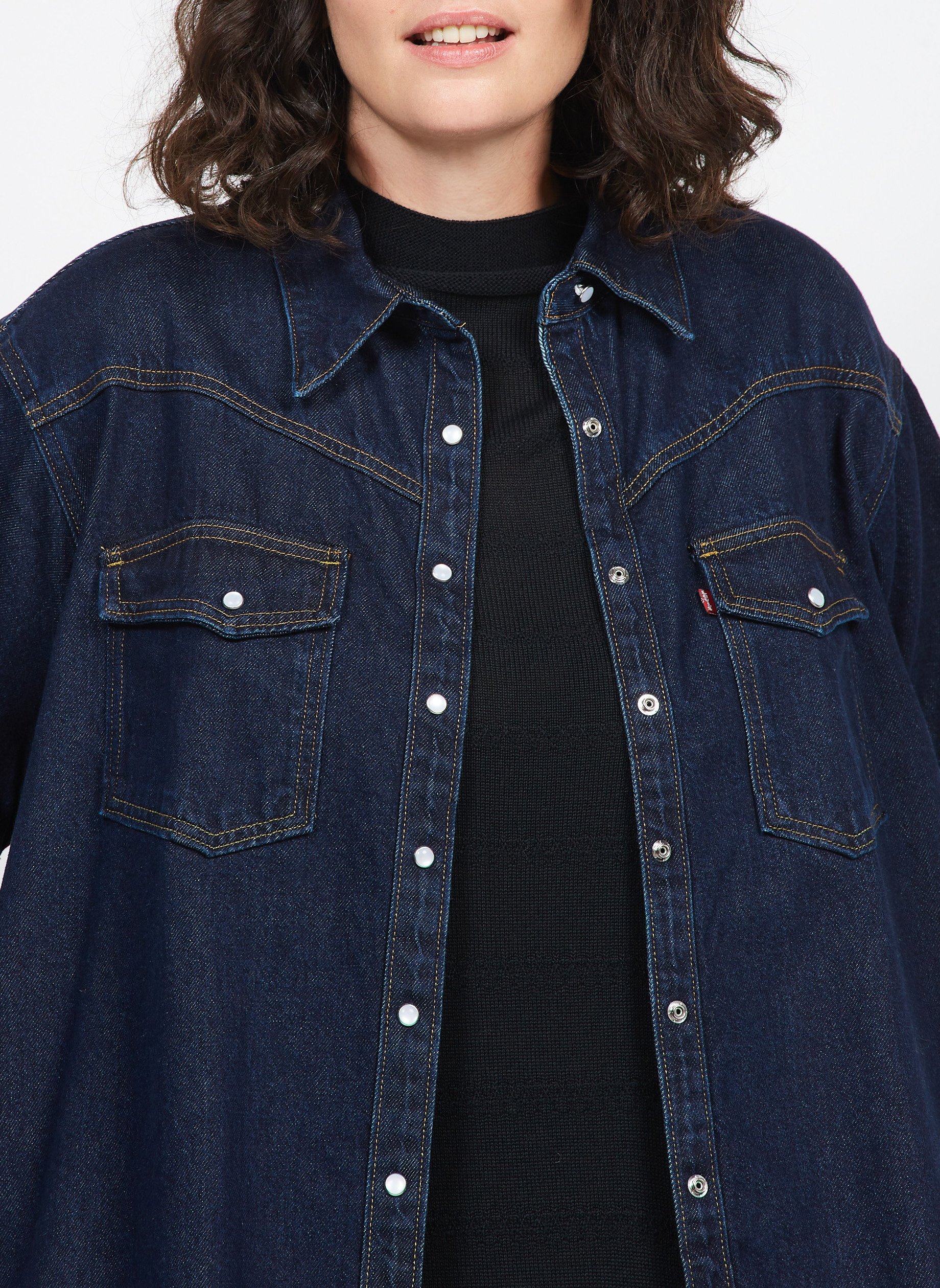 Straight cotton denim shirt dress LEVI&#039;S Raw denim