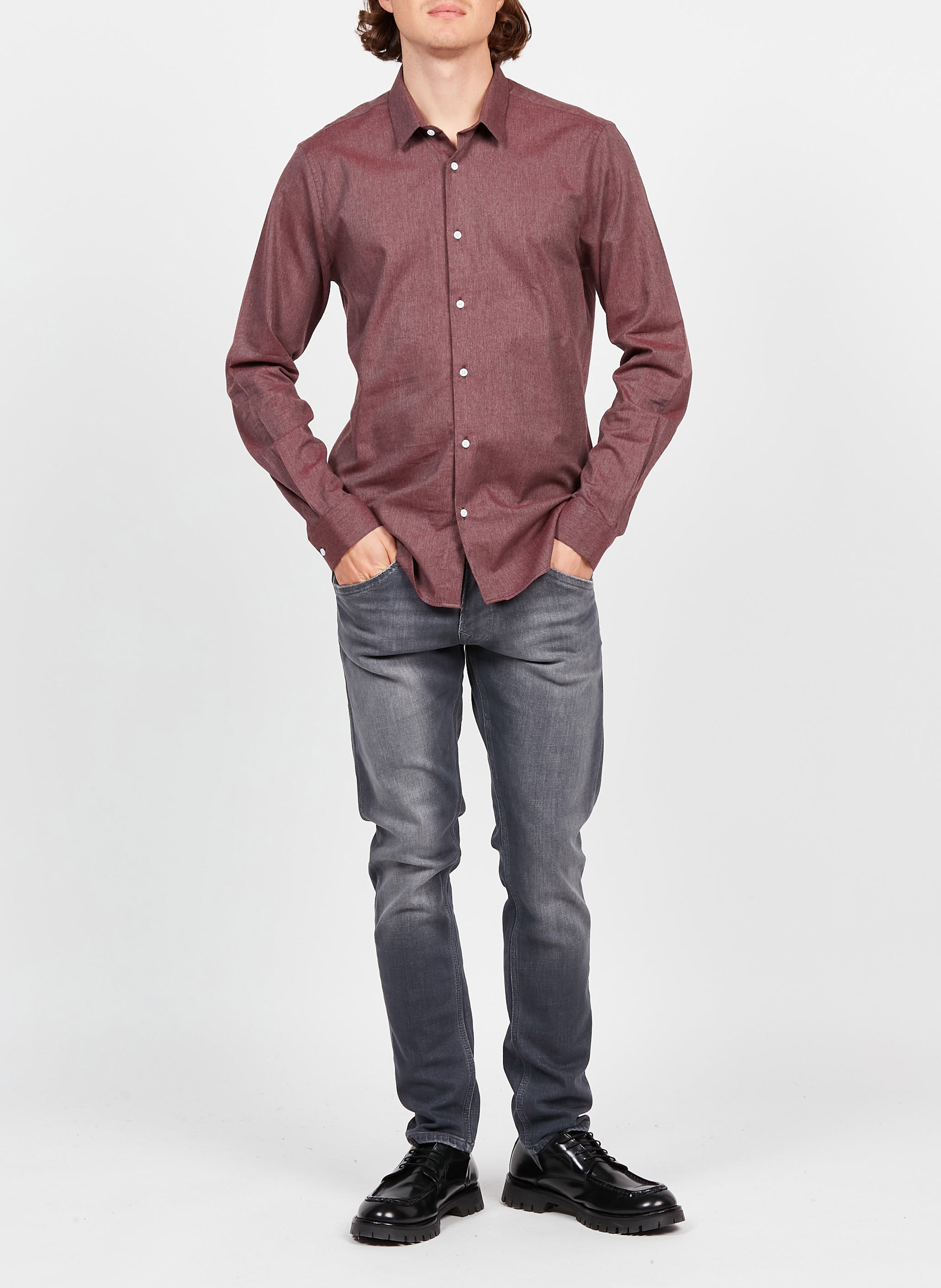 Slim-fit cotton shirt with classic collar ATELIER PRIVE Red