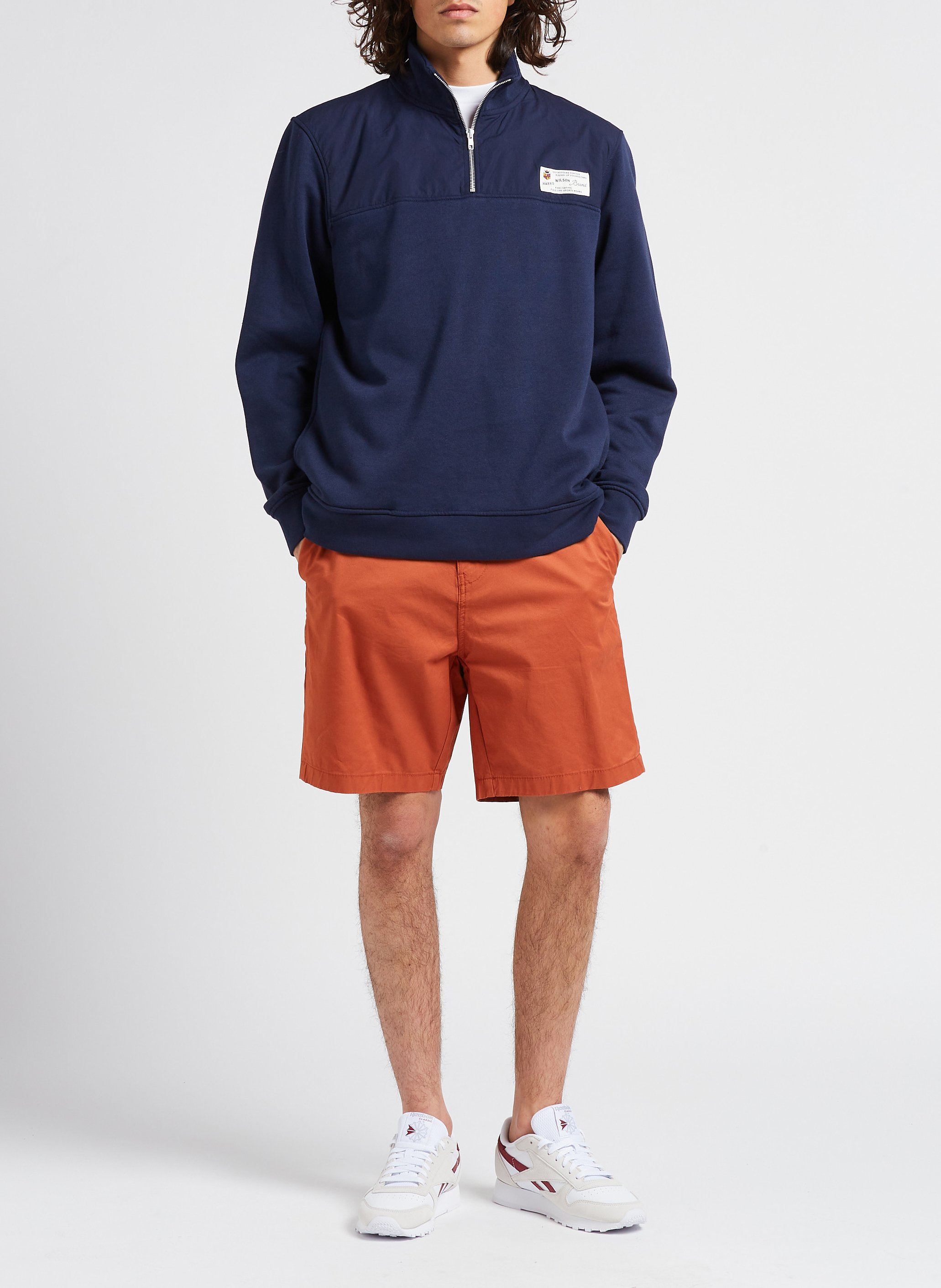 Straight-leg organic cotton-blend shorts SELECTED Orange