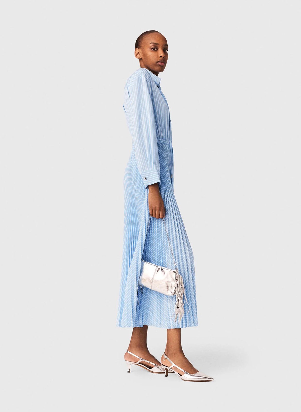 Robe longue plissée  MAJE Bleu