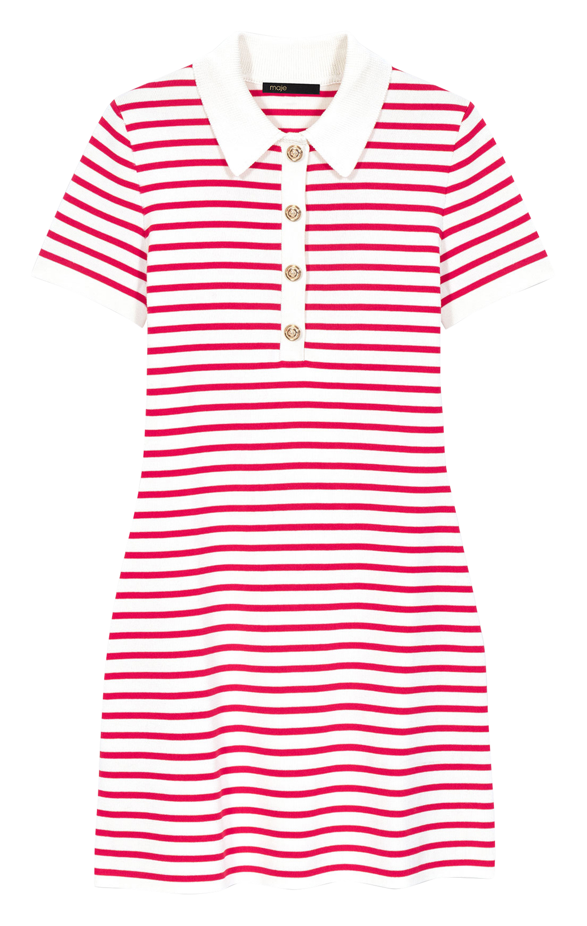 <span> Korte jurk met polokraag en strepen </span> MAJE Rood