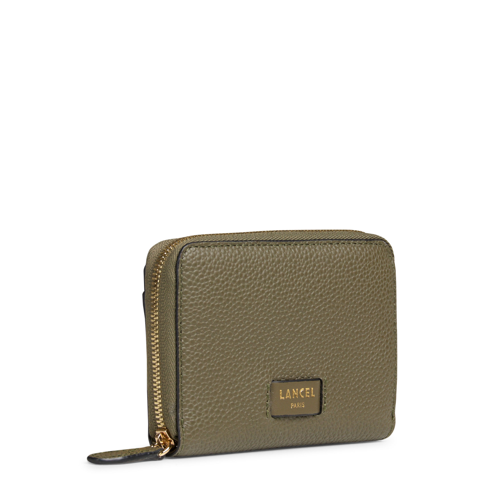 Leren portefeuille met rits LANCEL Kaki