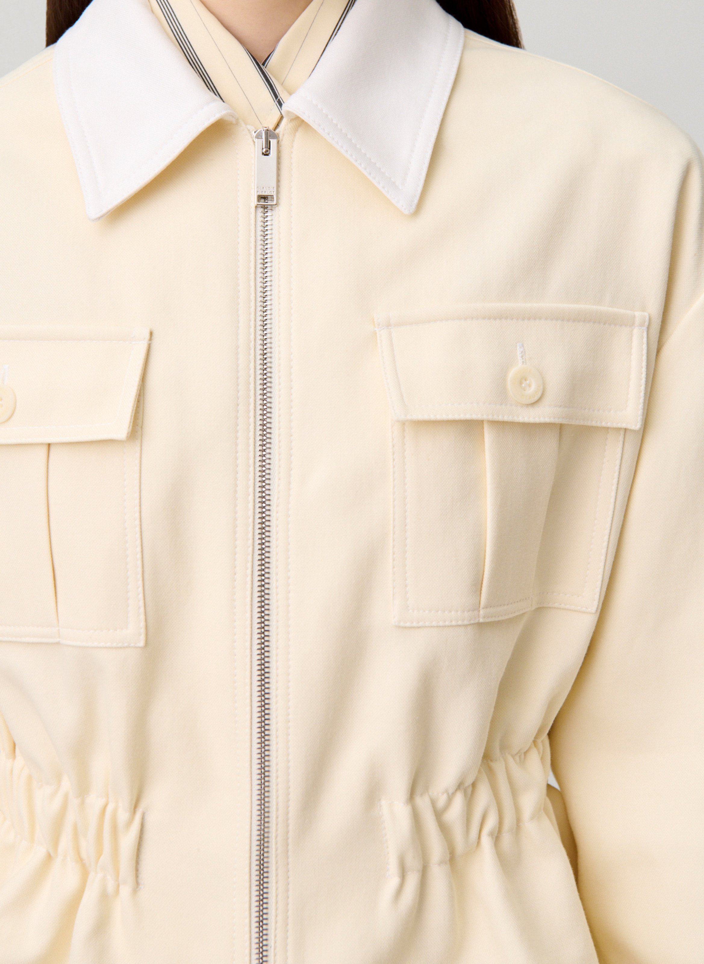 Fitted cotton jacket CLAUDIE PIERLOT Beige