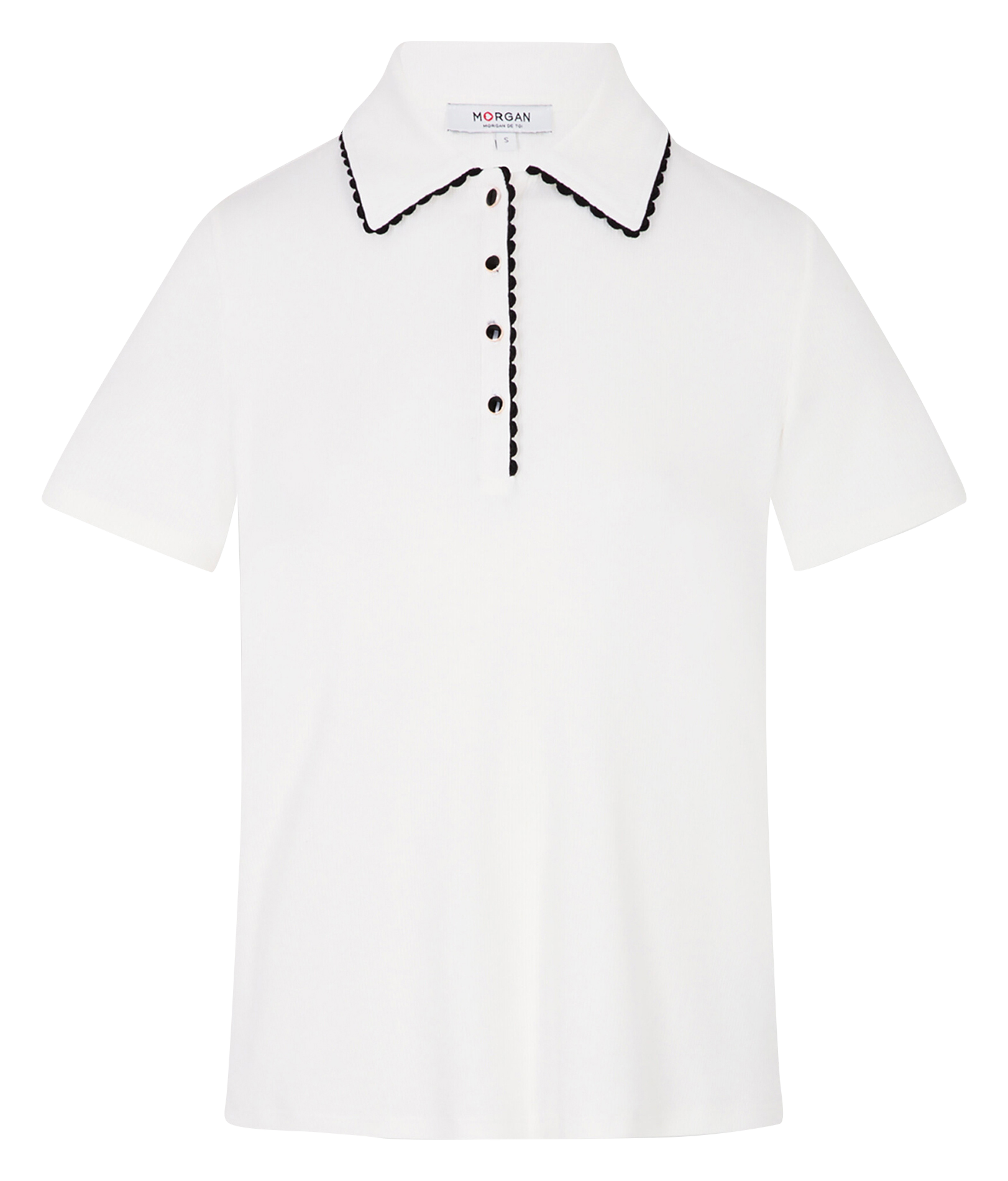 Polo met getailleerde pasvorm in effen breisel MORGAN Wit