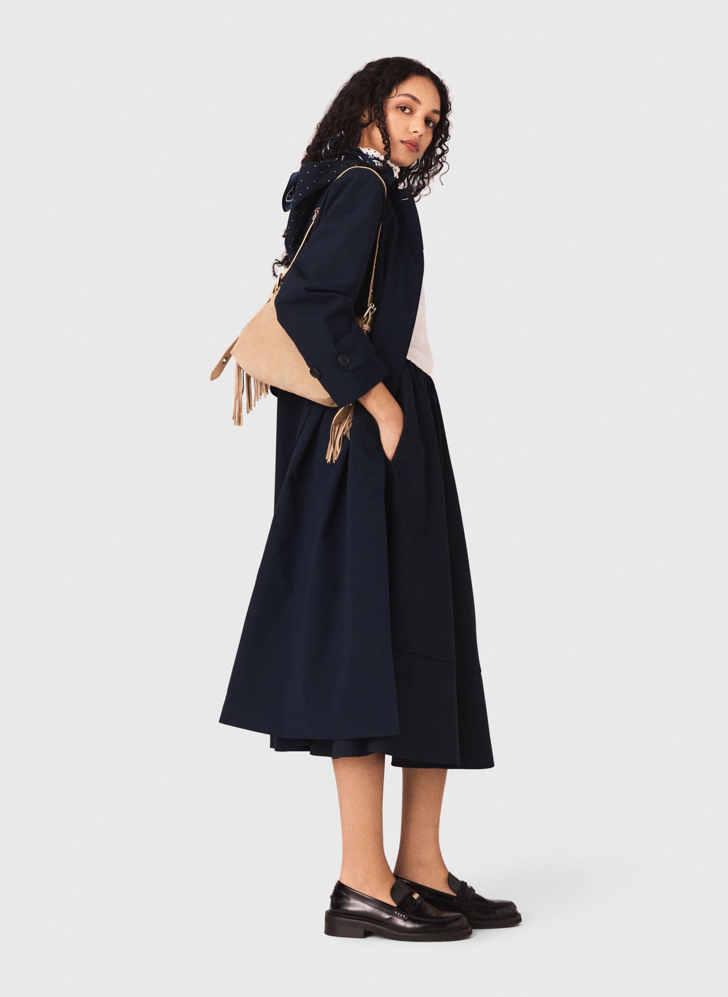 Trench à capuche ceinturé MAJE Bleu