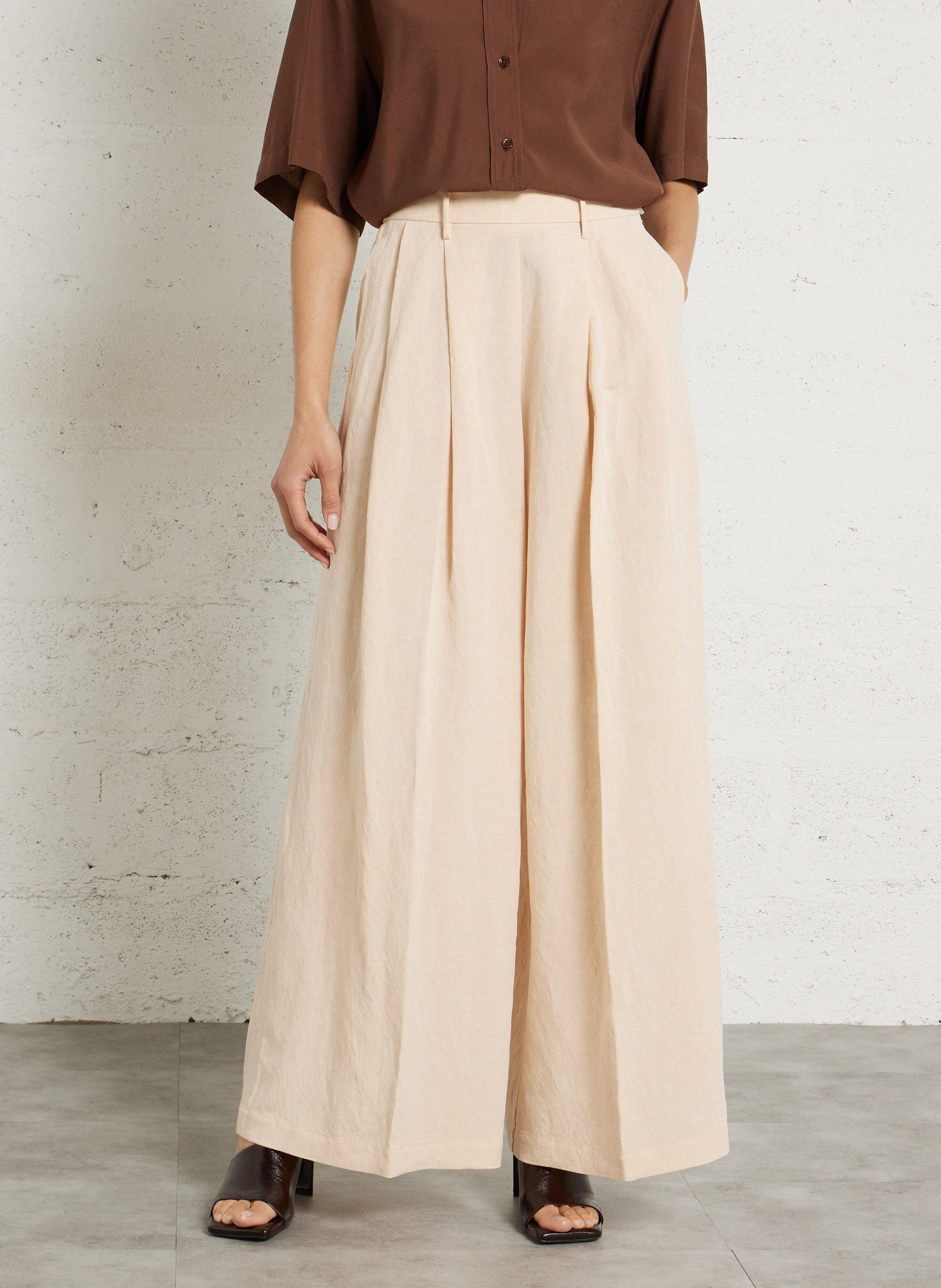 Azawood high-waisted wide-leg trousers POMANDERE Pink