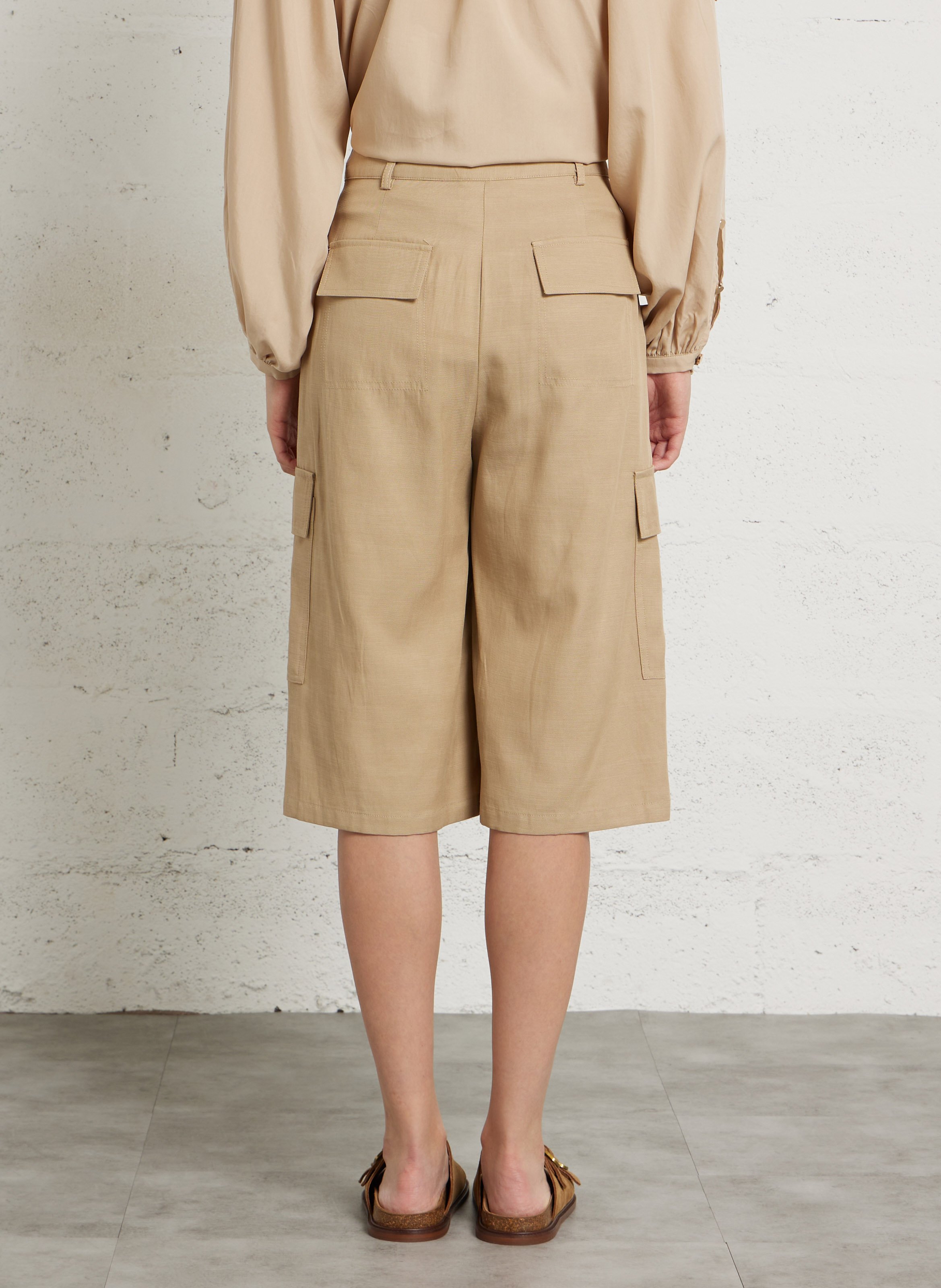 Bermuda large taille haute LA PETITE ETOILE Beige