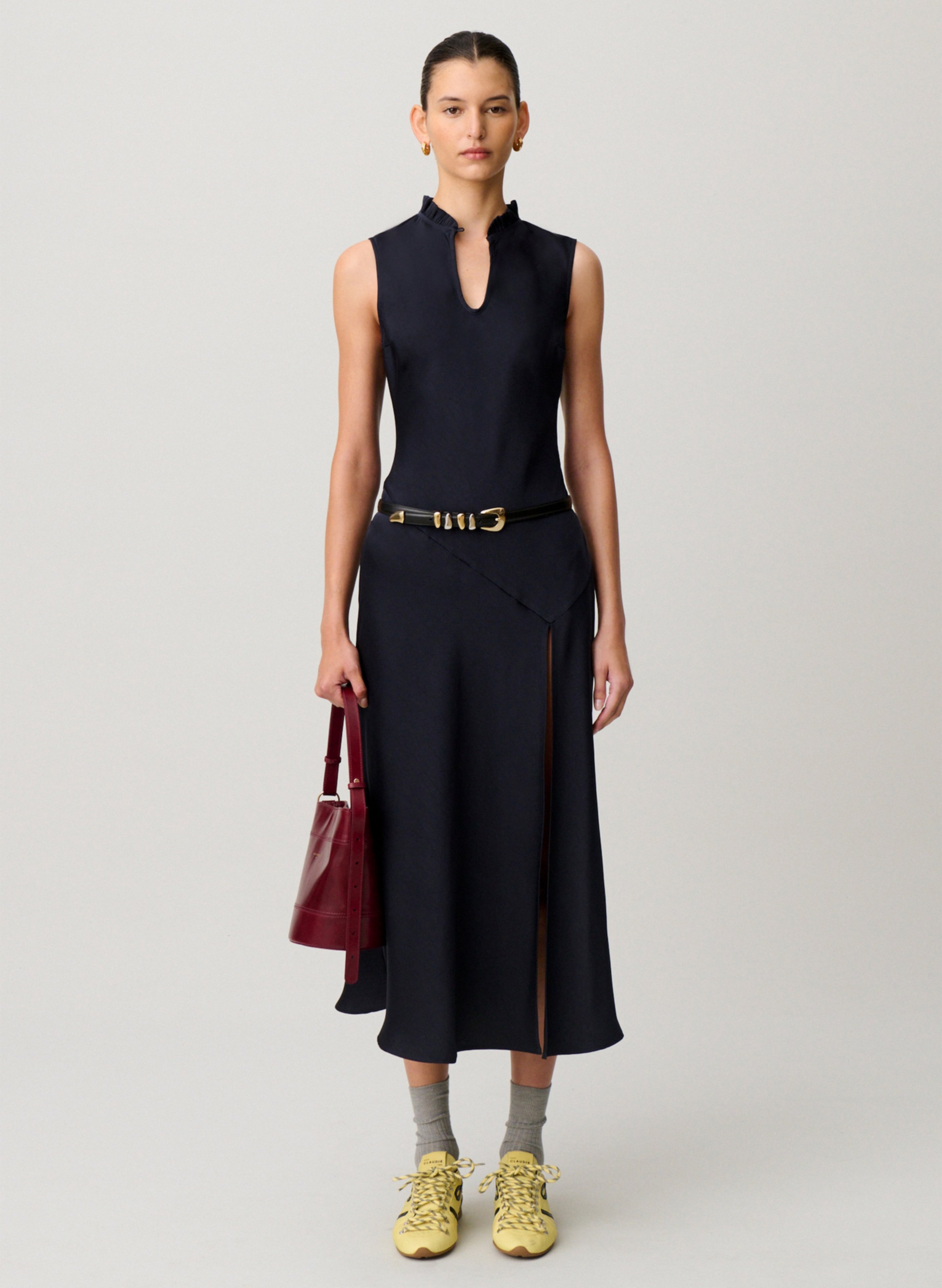 Lange jurk met ronde hals CLAUDIE PIERLOT Blue