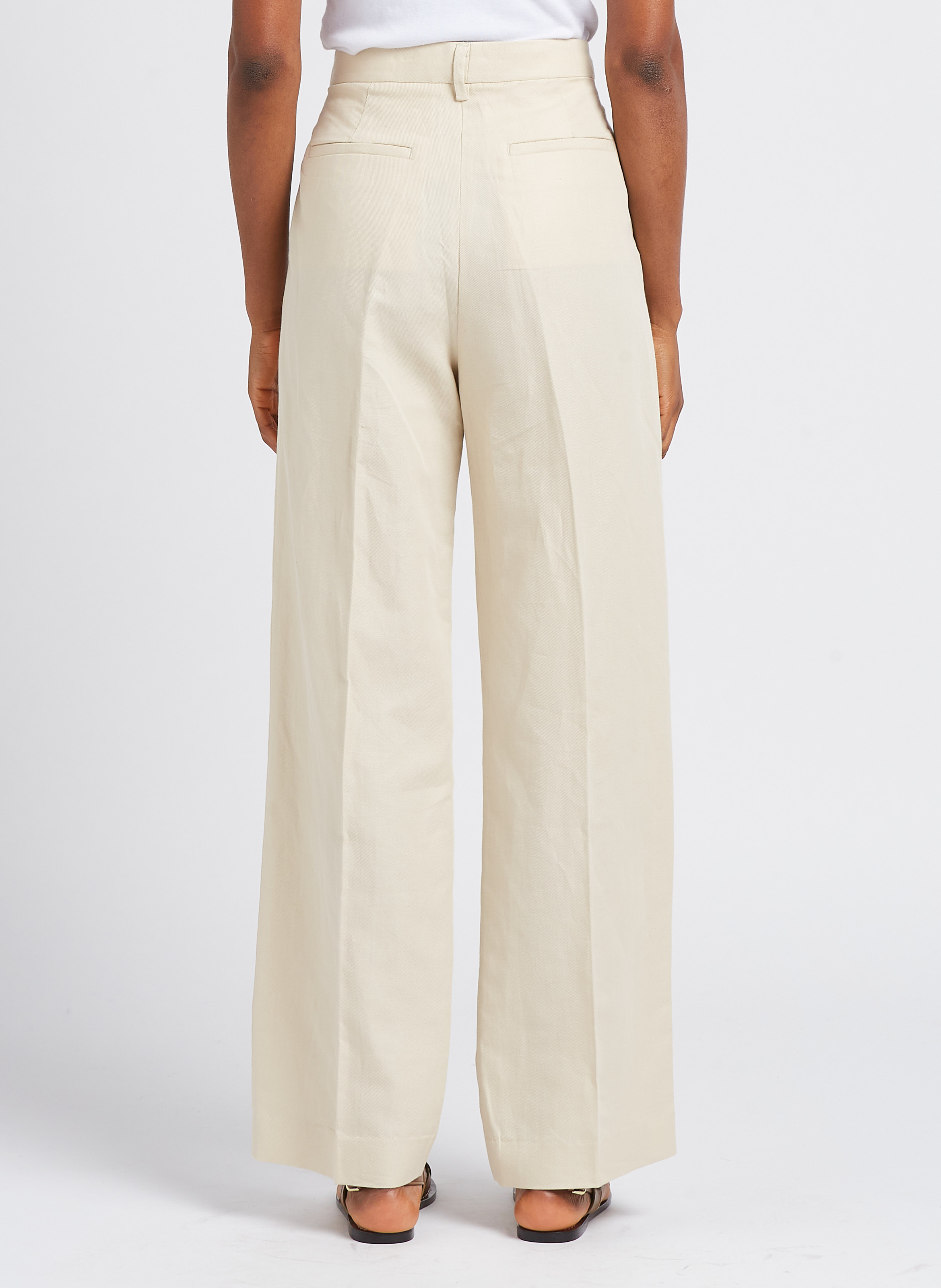 Pantalon droit en lin et coton  POMANDERE Blanc