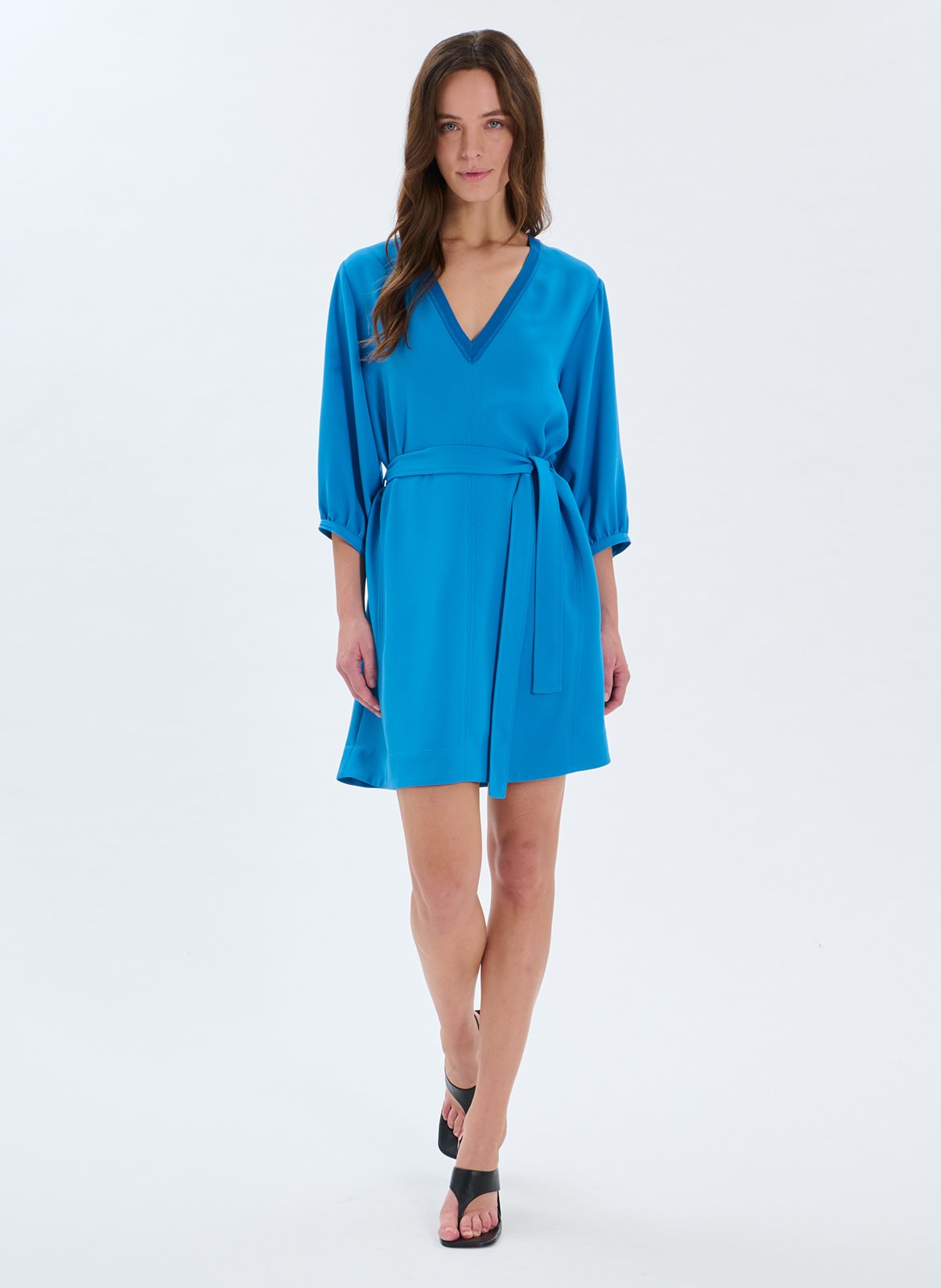Robe courte col V ZAPA Bleu