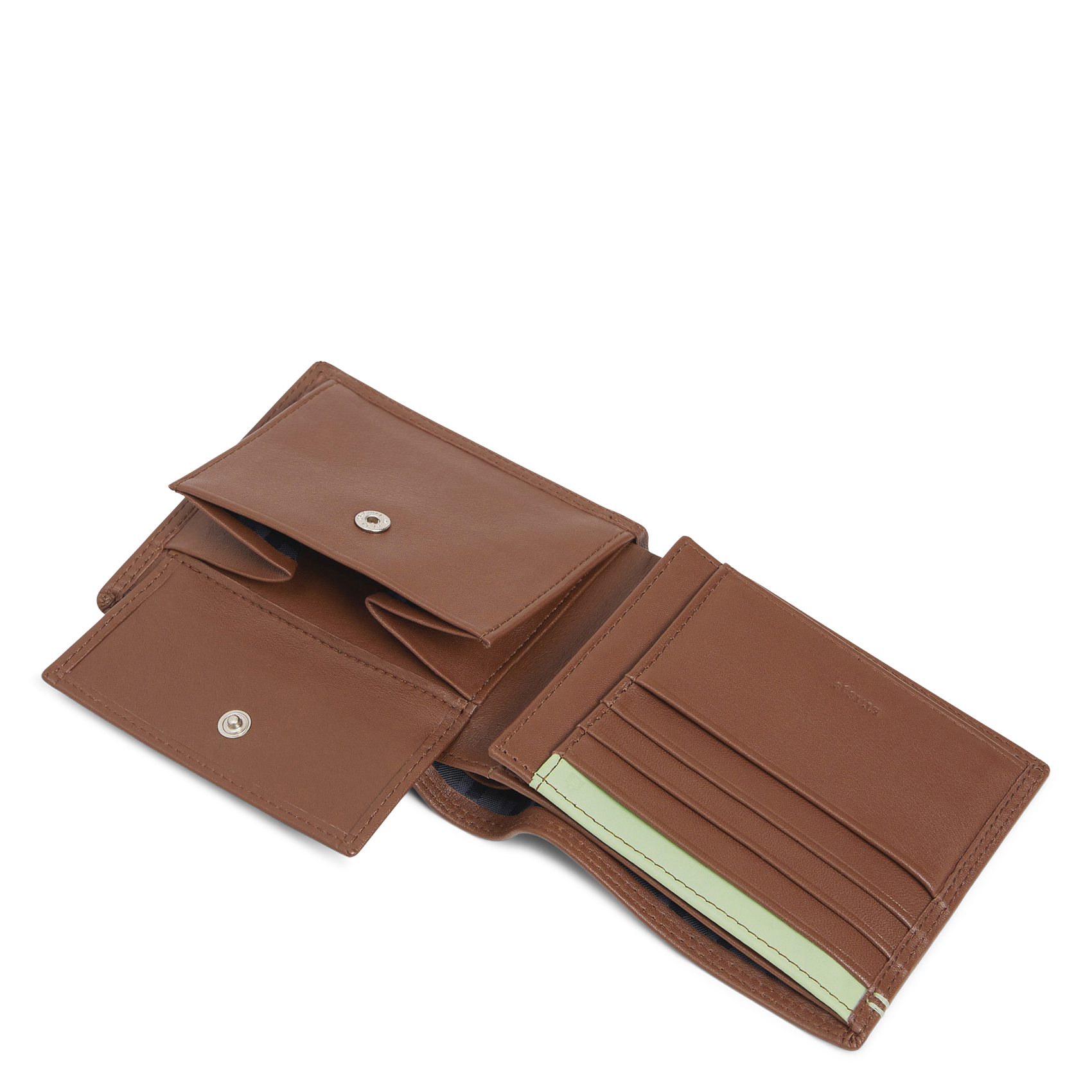 Portefeuille compact en cuir lisse LE TANNEUR Marron