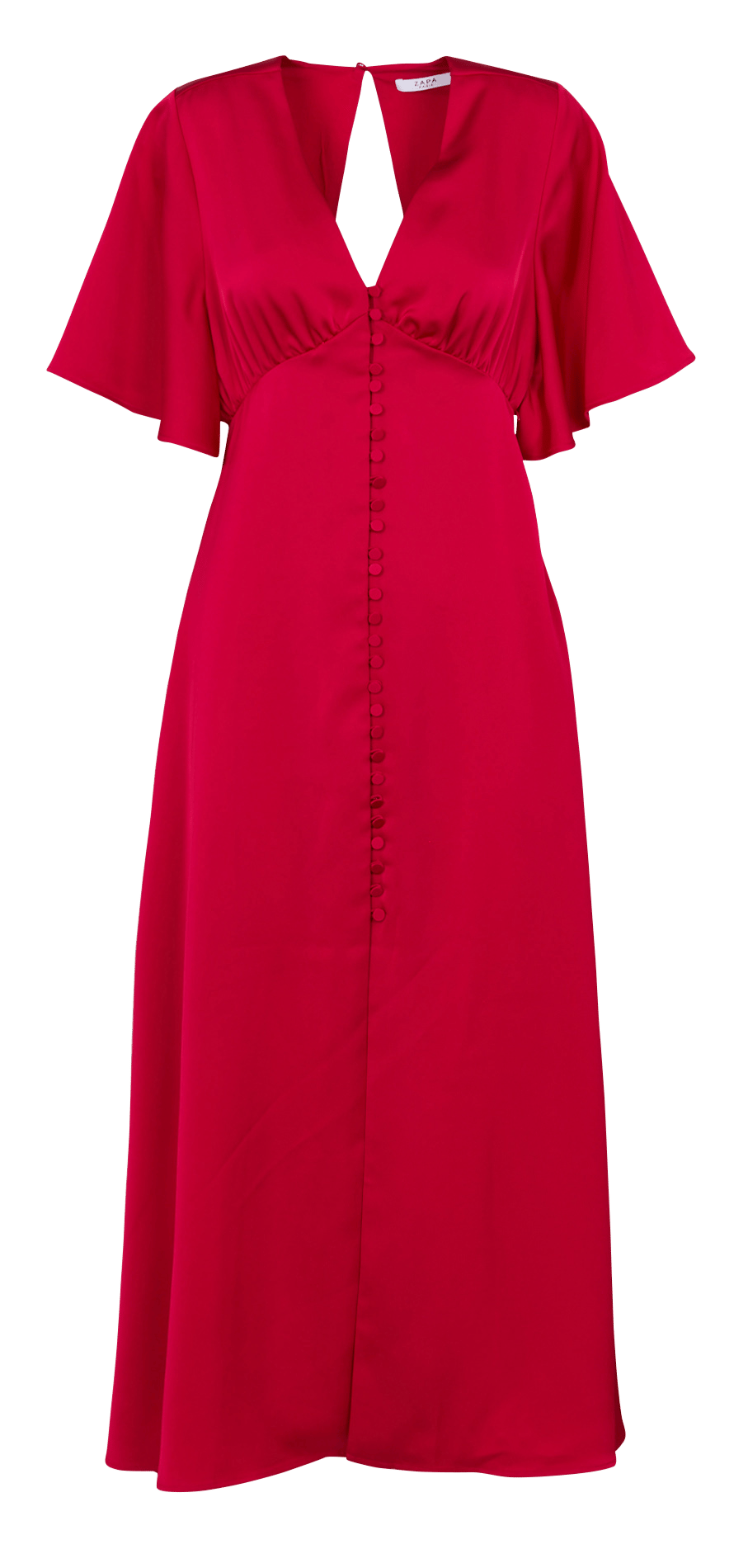 Robe longue col V satinée ZAPA Rouge