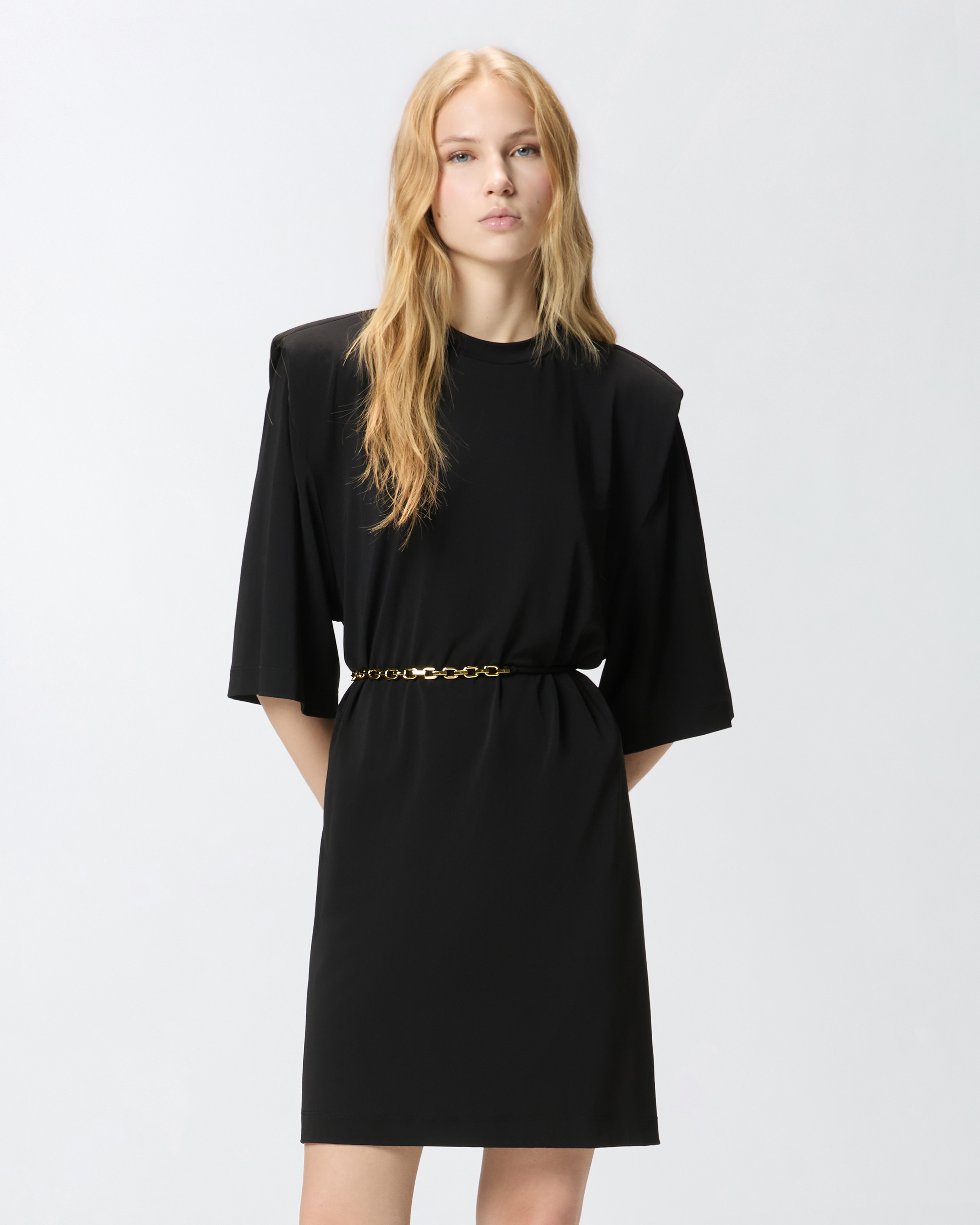 Robe courte avec épaules structurées et chaîne PINKO Noir