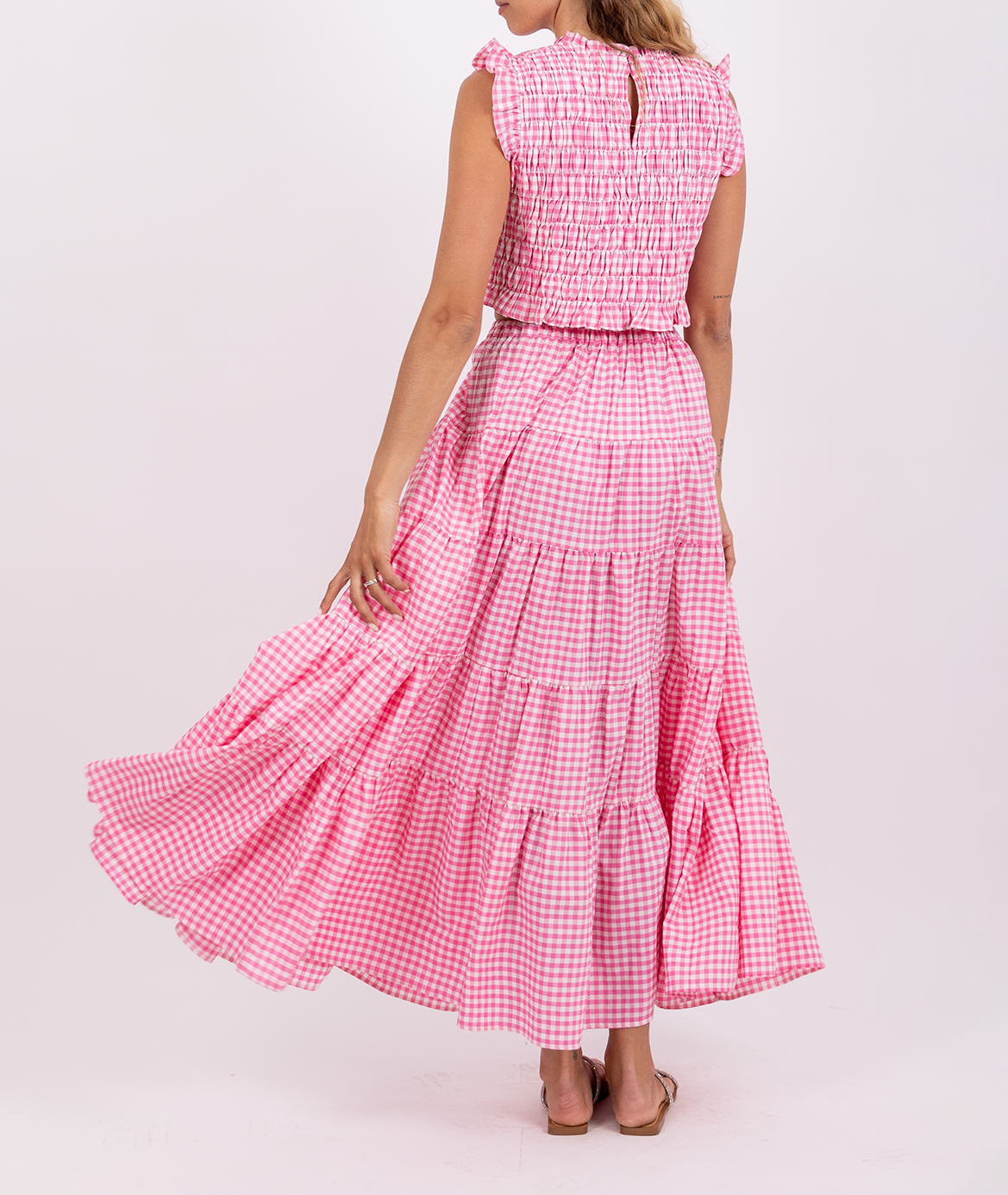 Straight round-neck cotton-blend top SUNDRESS Pink