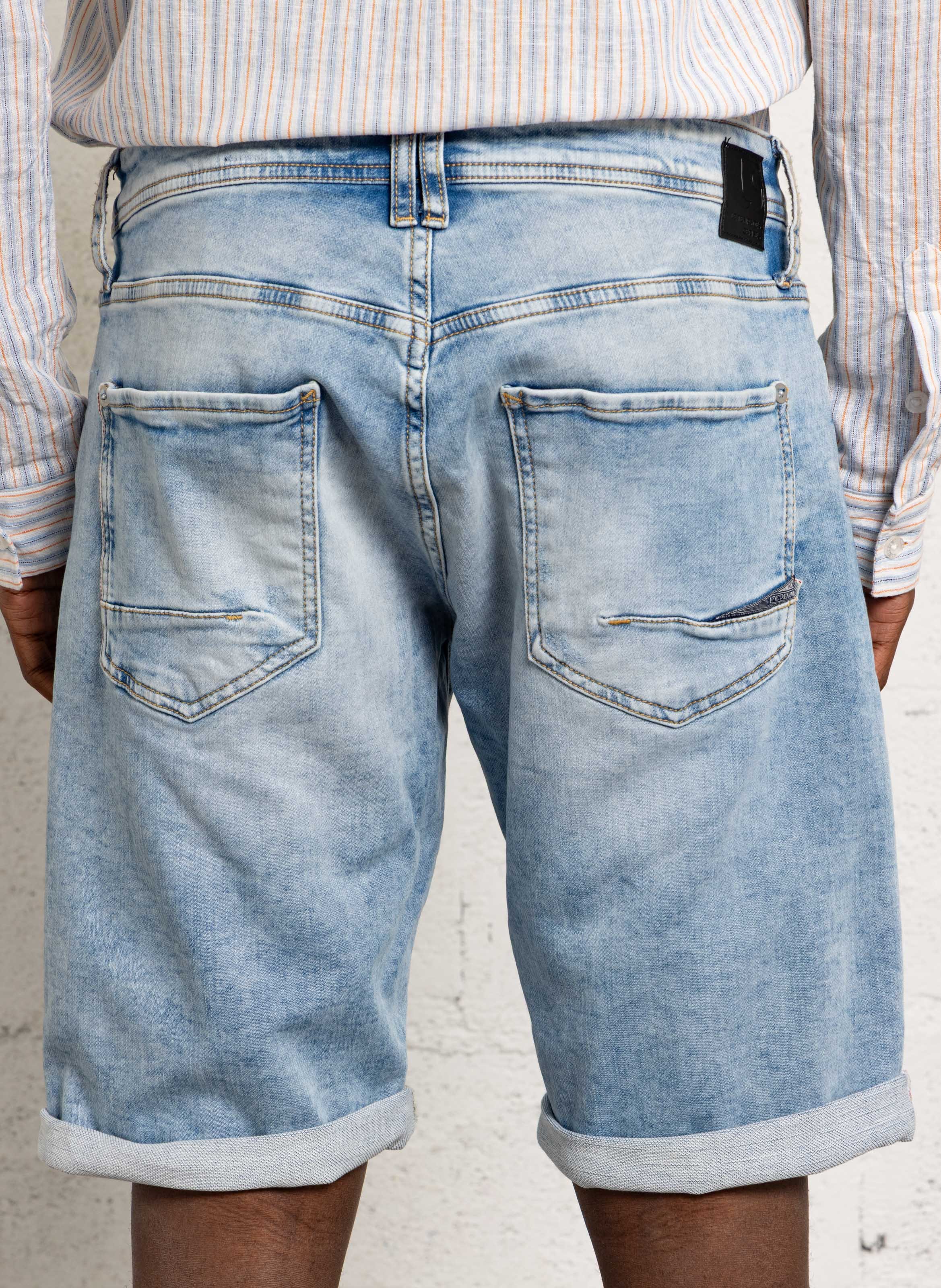 Bermuda droit en coton mélangé LE TEMPS DES CERISES Bleu