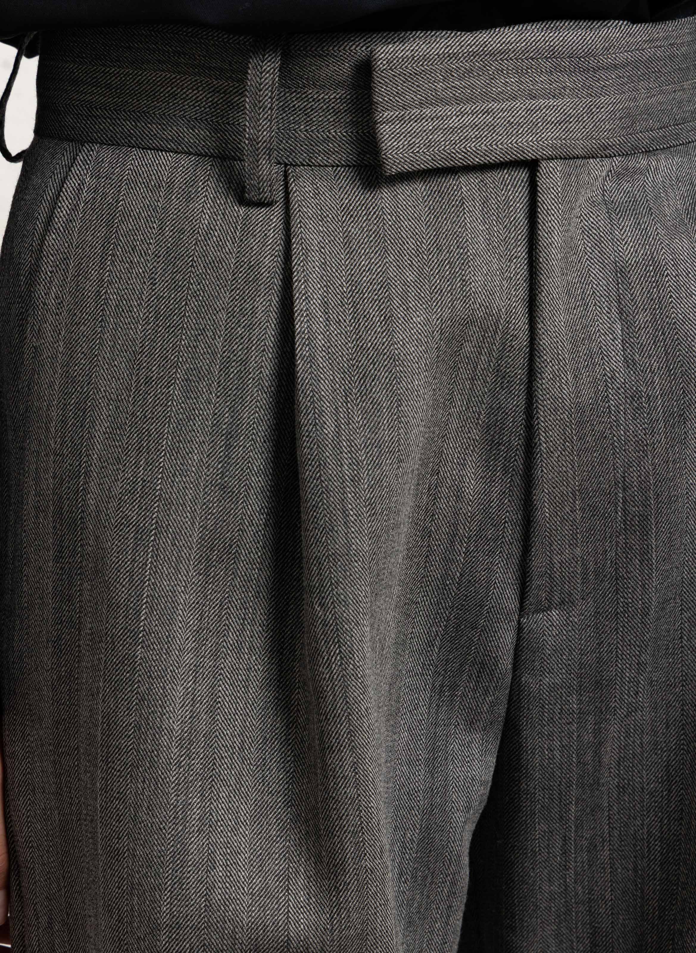 Pantalon large à pinces en laine | Gris MARGAUX LONNBERG Femme