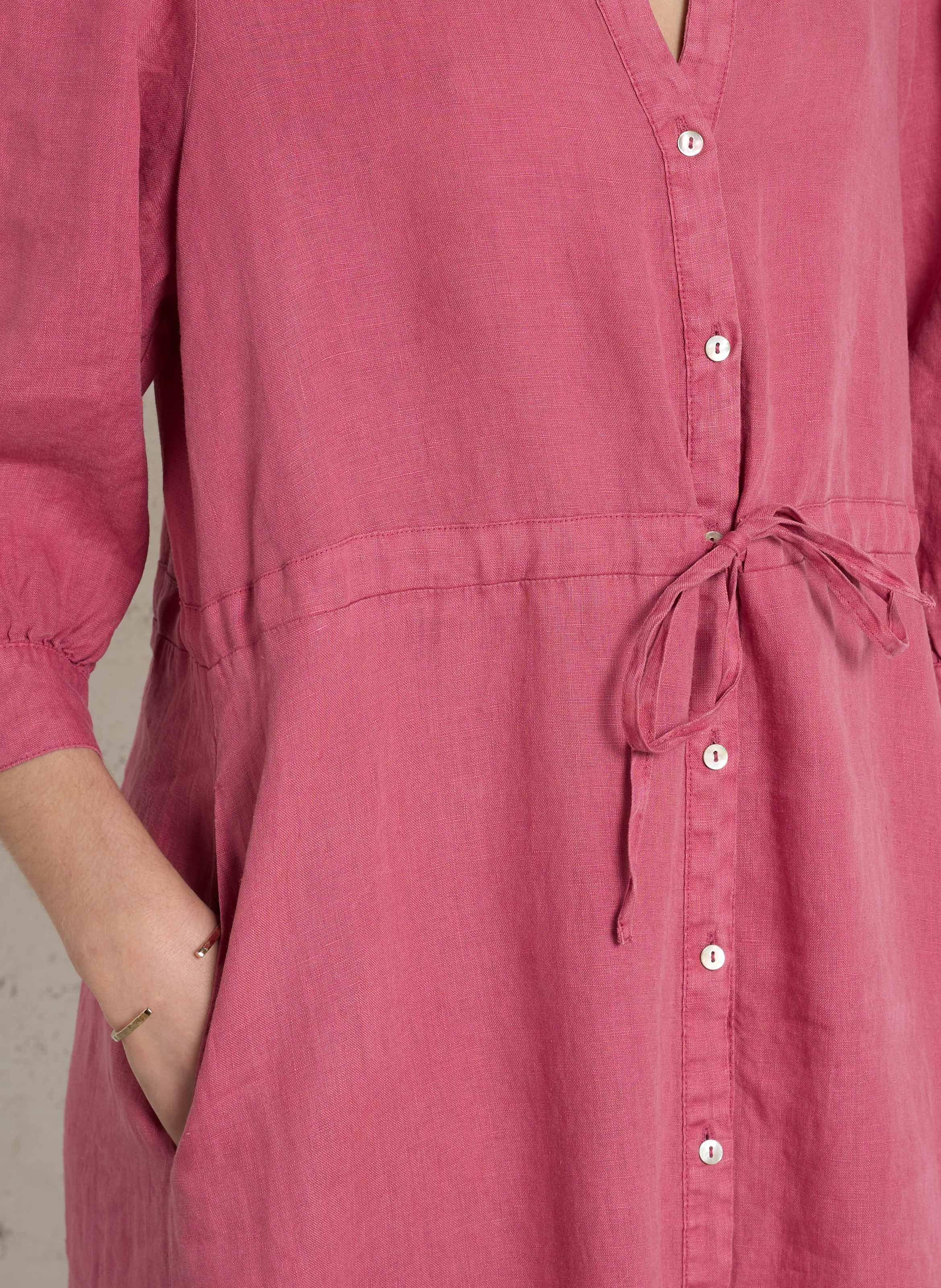 Weites langes Leinenkleid SUD EXPRESS Rosa