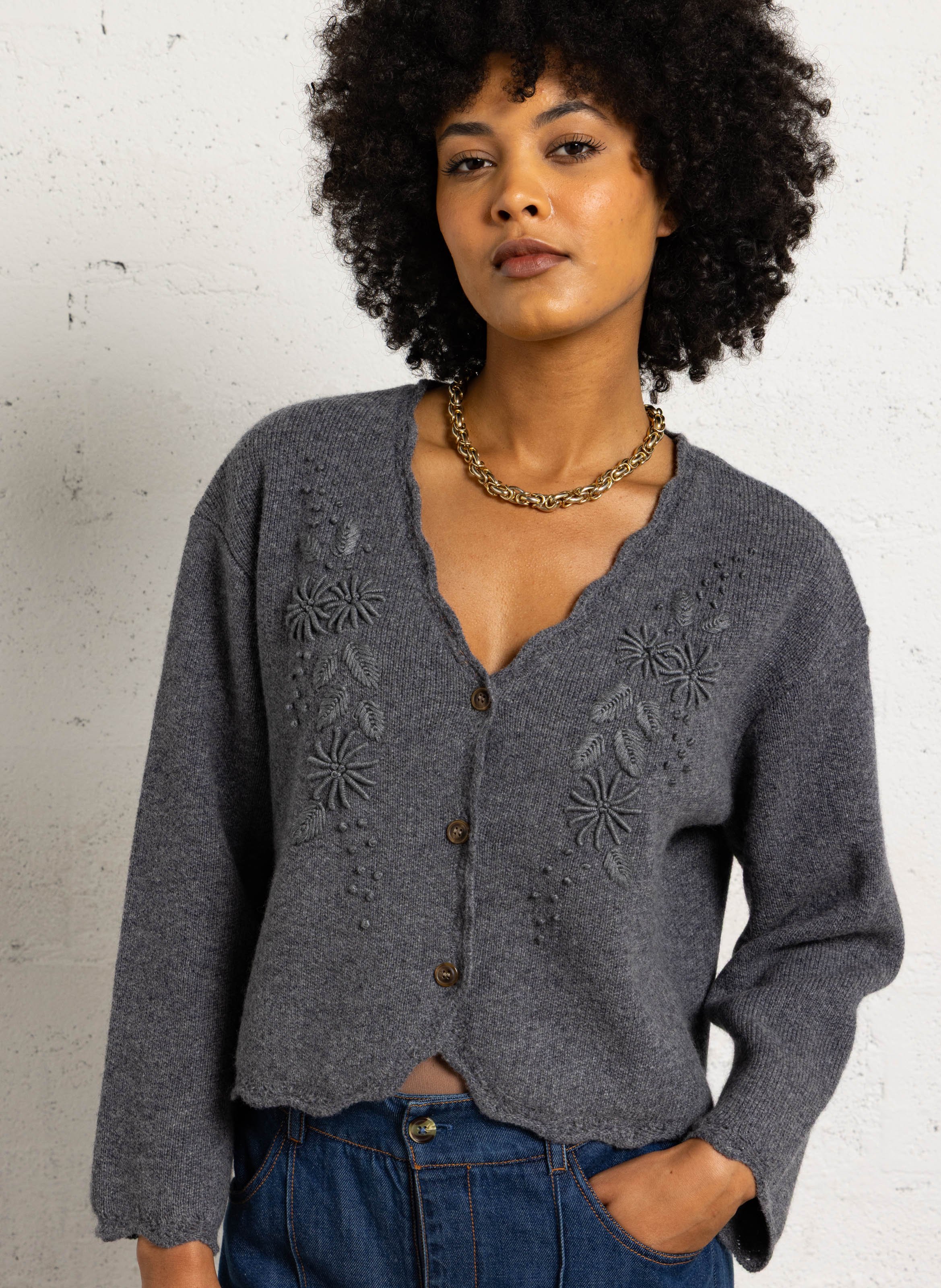 Gilet col v  LOUISE MISHA Gris